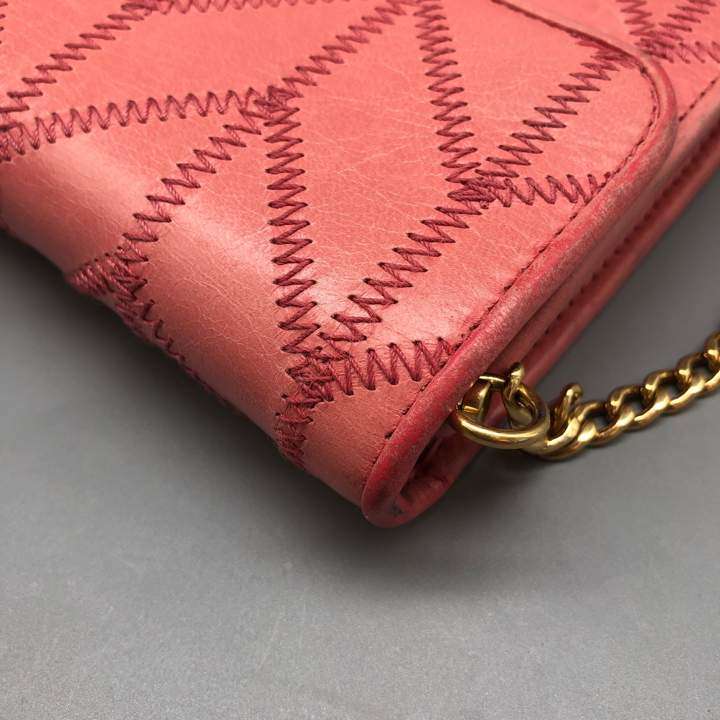 Miu Miu Pink Quilted Leather Chain Wallet / Crossbody Bag