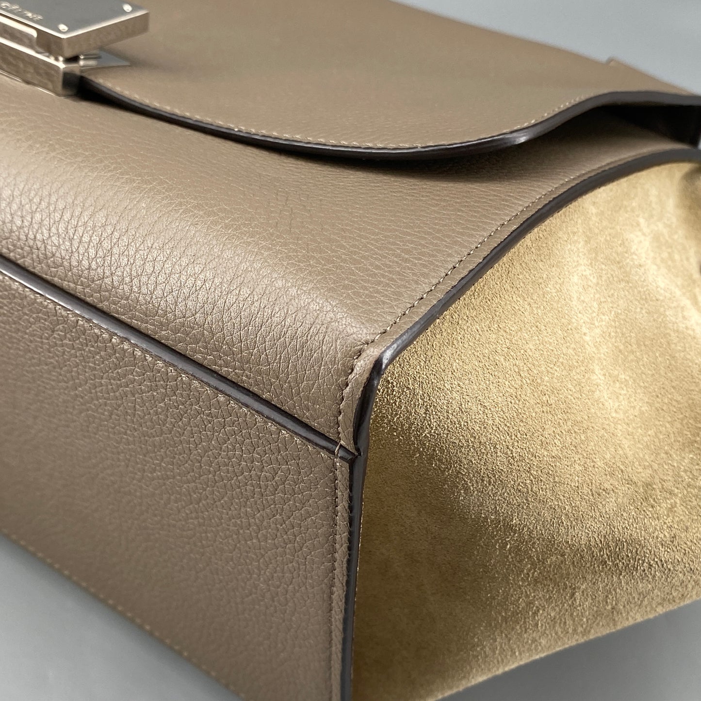 Celine Trapeze Medium Taupe Leather Suede Wing Bag