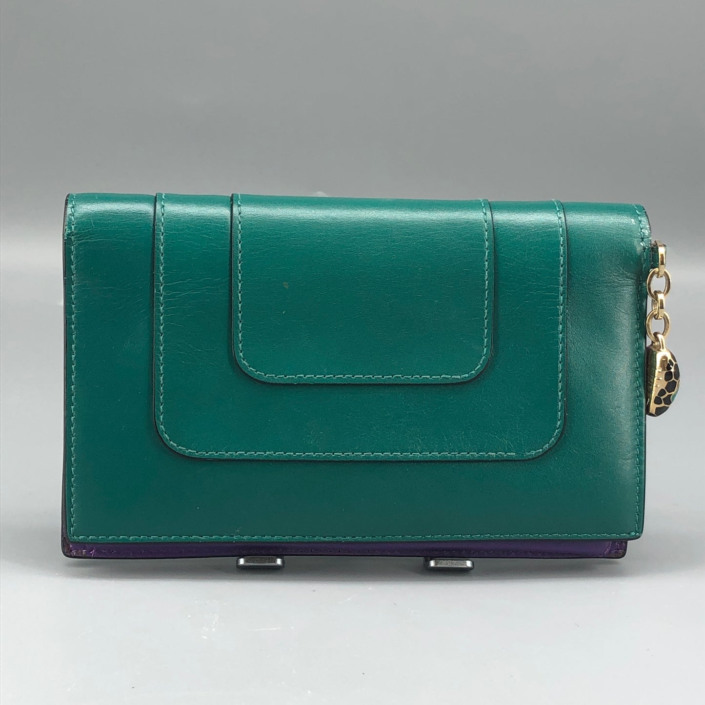 Bvlgari Serpenti Forever Green & Purple Leather  Wallet
