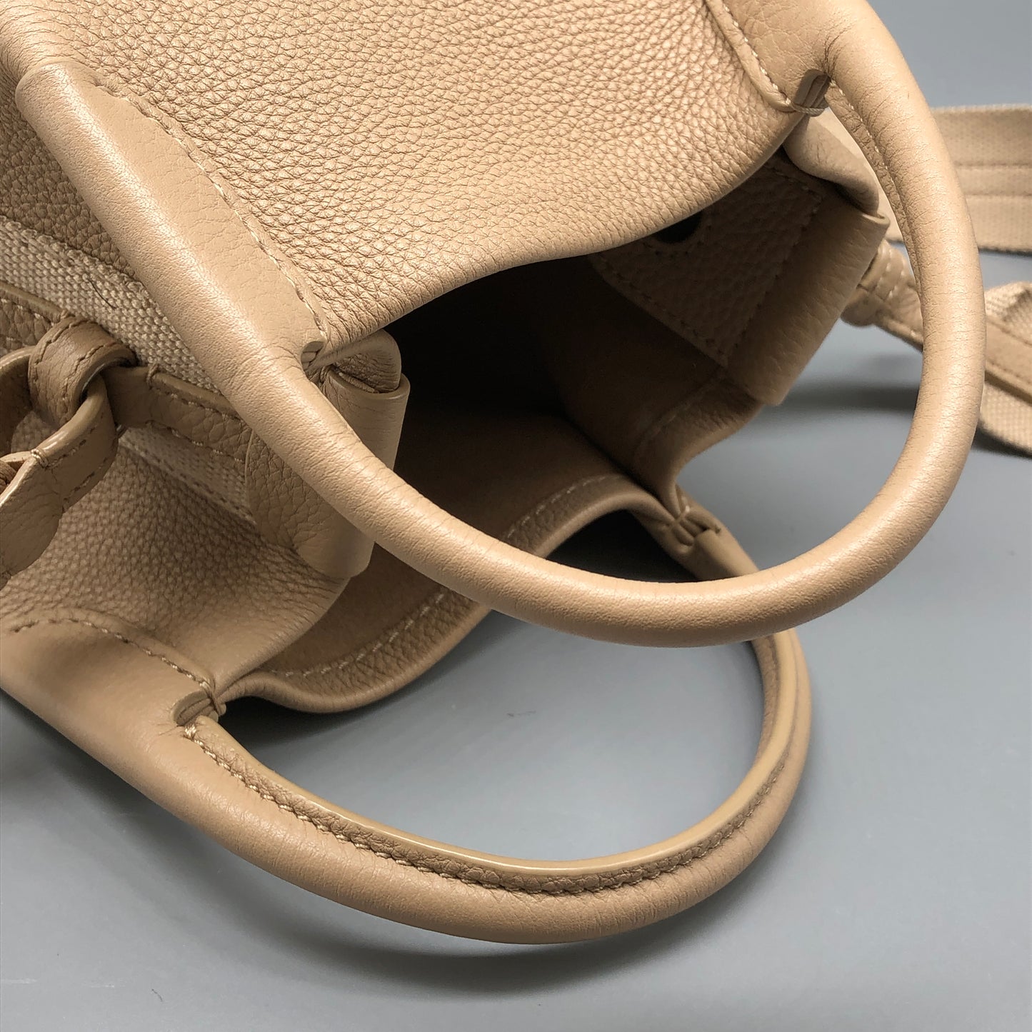 Loro Piana Beige Leather Bucket Bag