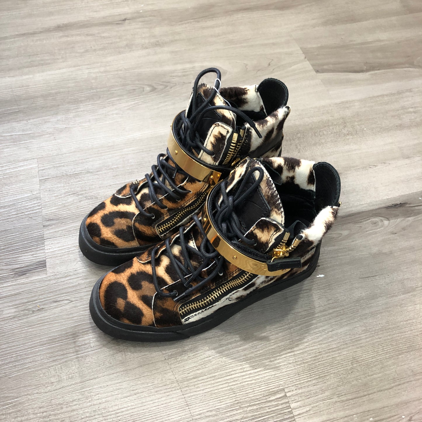 Giuseppe Zanotti Women's Leopard Print High-Top Sneakers shoes 36