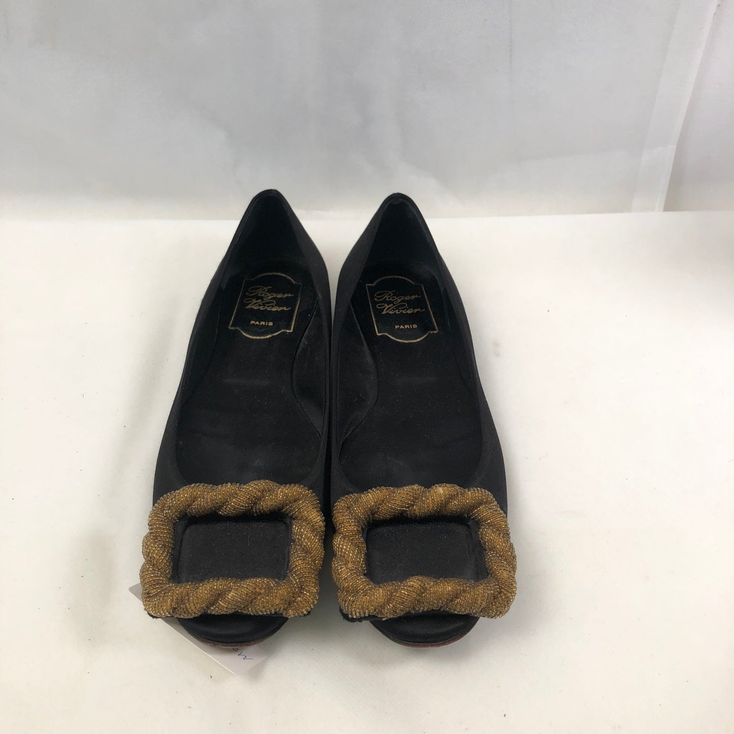Roger Vivier Embellished Leather Flats Black Women’s Size 35.5