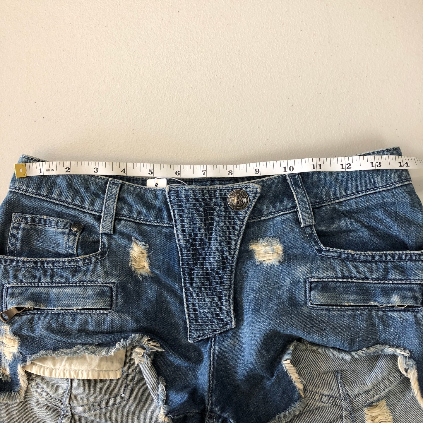Balmain Distressed Denim Cut-Off Shorts Size 26