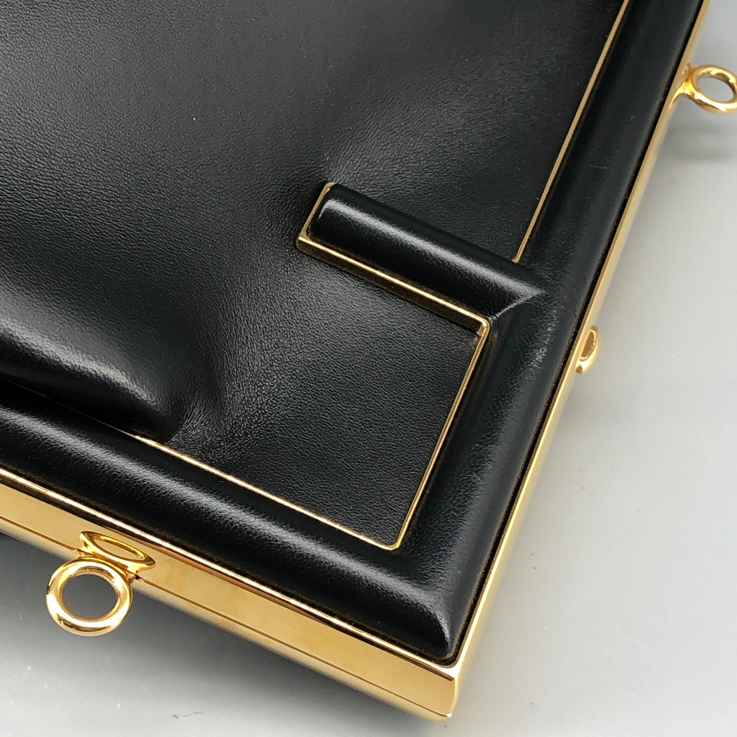 Fendi First Smooth Calfskin Clutch Crossbody Bag  Black