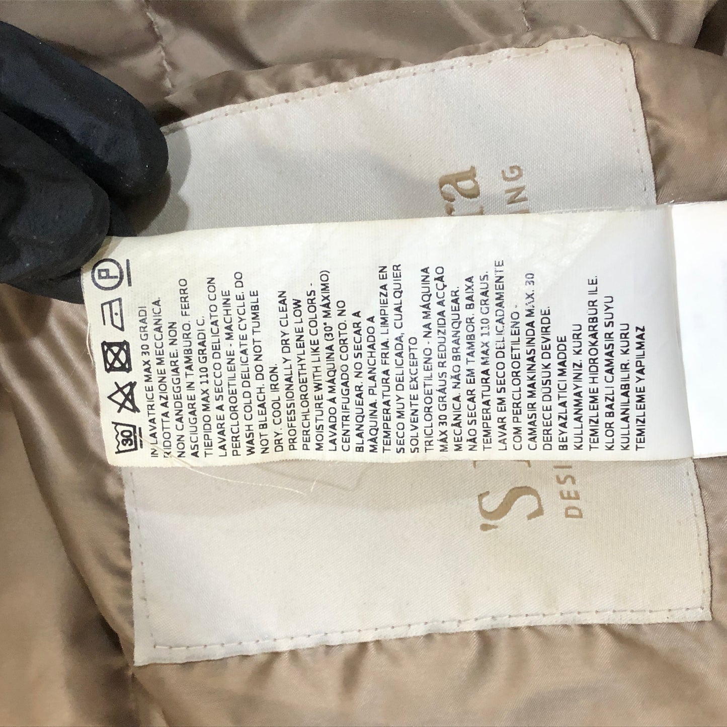 ‘S Max Mara Beige Lightweight Hooded Belted Down Mid-Length Coat Size 2