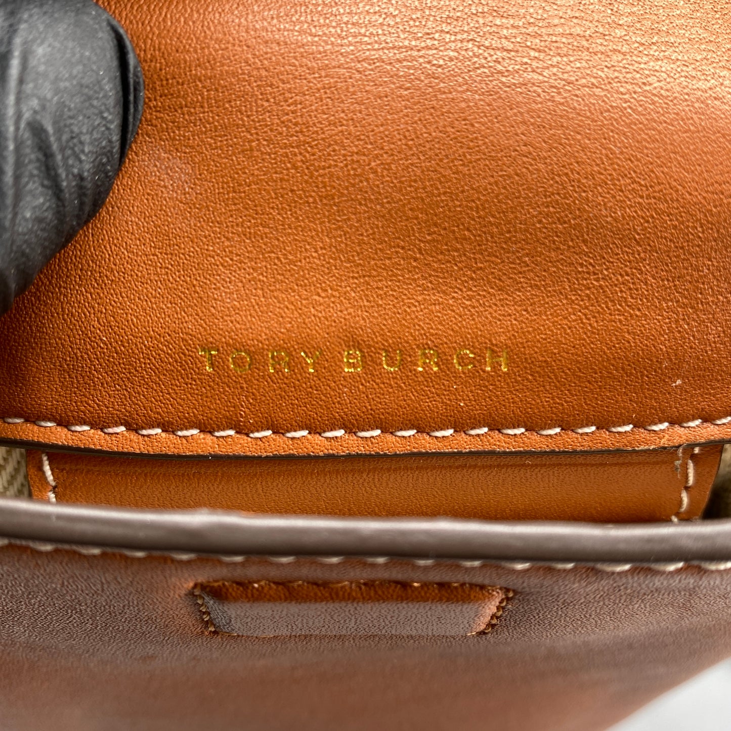 Tory Burch Caramel Smooth Leather Mini Phone Crossbody Bag