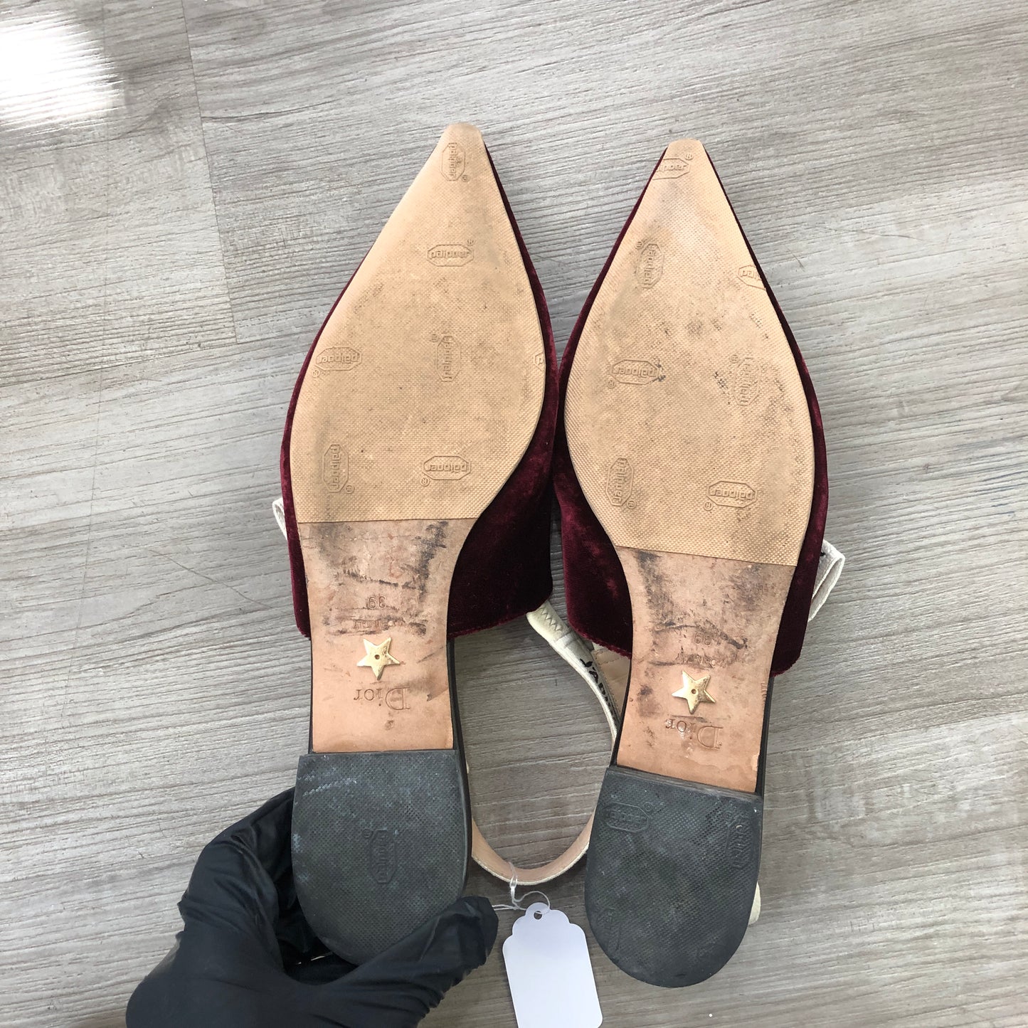 Christian Dior Women's J'Adior Velvet Slingback Pumps Size 39 Burgundy