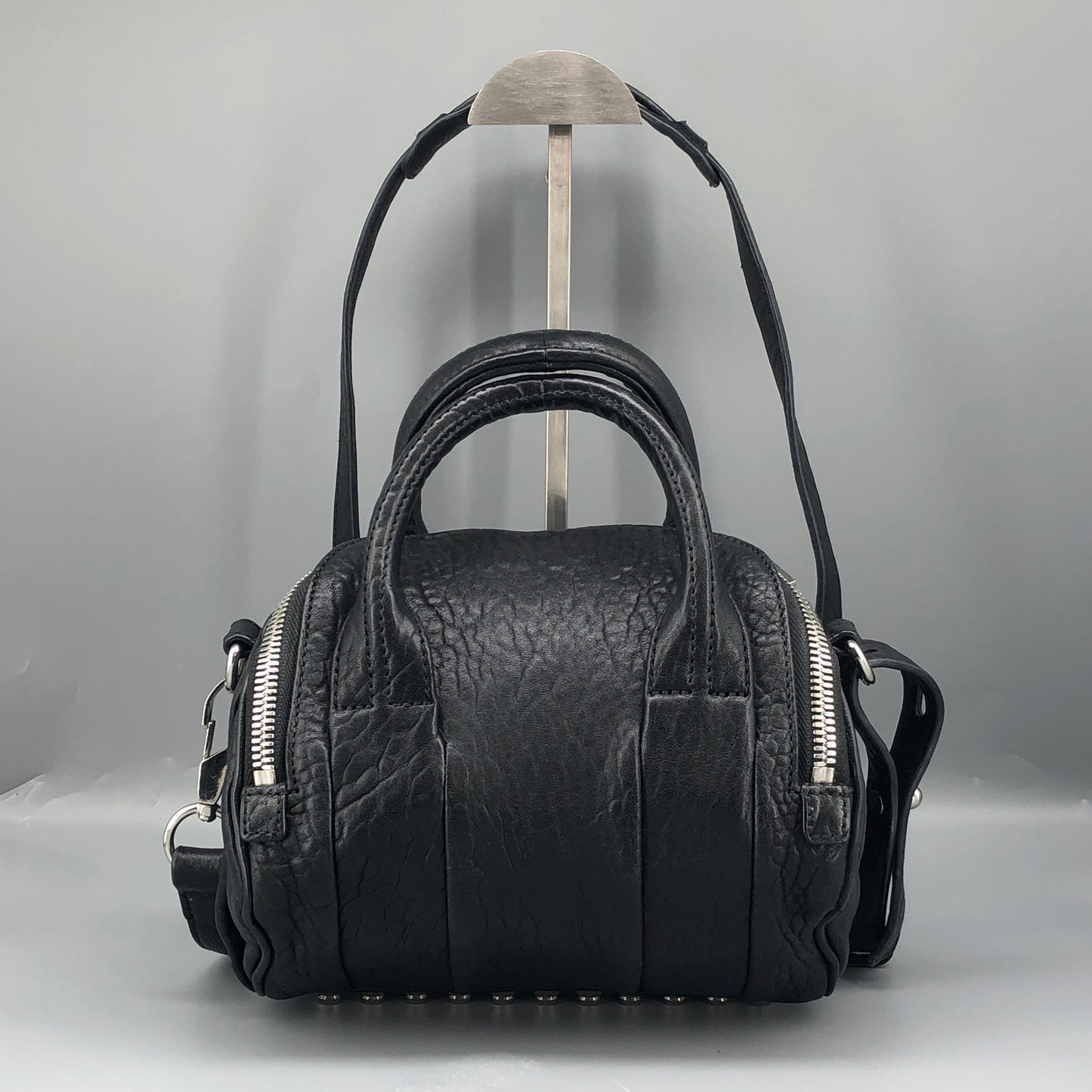 Alexander Wang Ruched Leather Studded Boston Bag Black