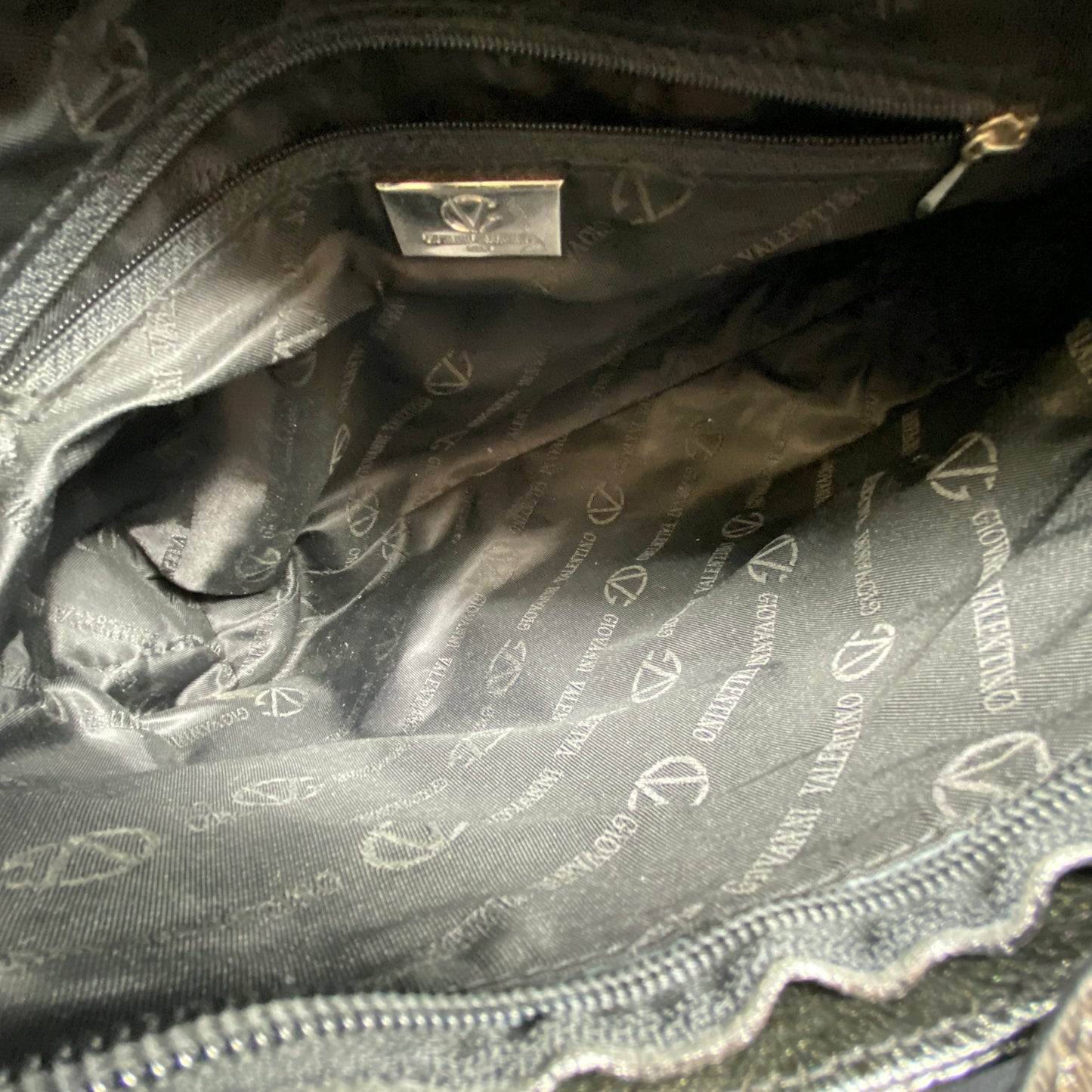 Giovanni Valentino Metallic Silver Leather Hobo Shoulder Bag