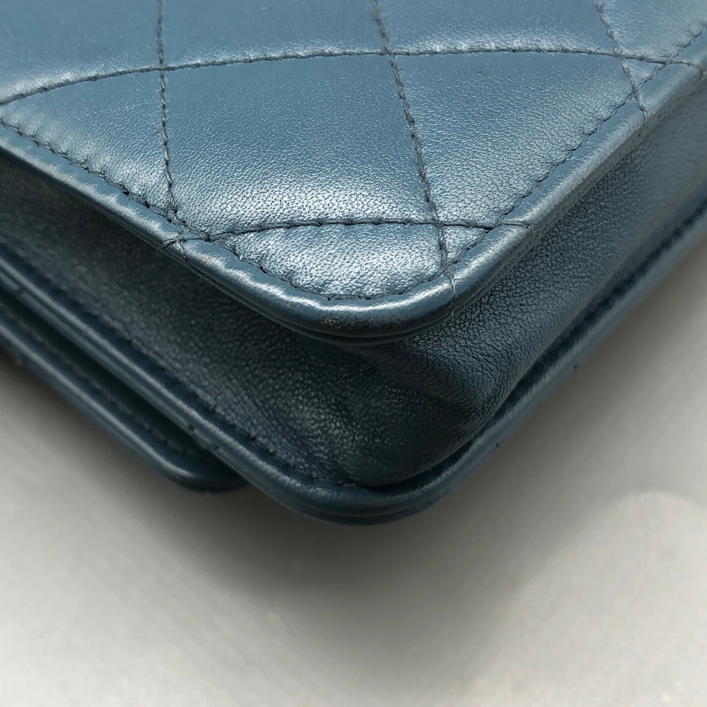 Chanel Muted Teal Blue Quilted Leather Flap Bag