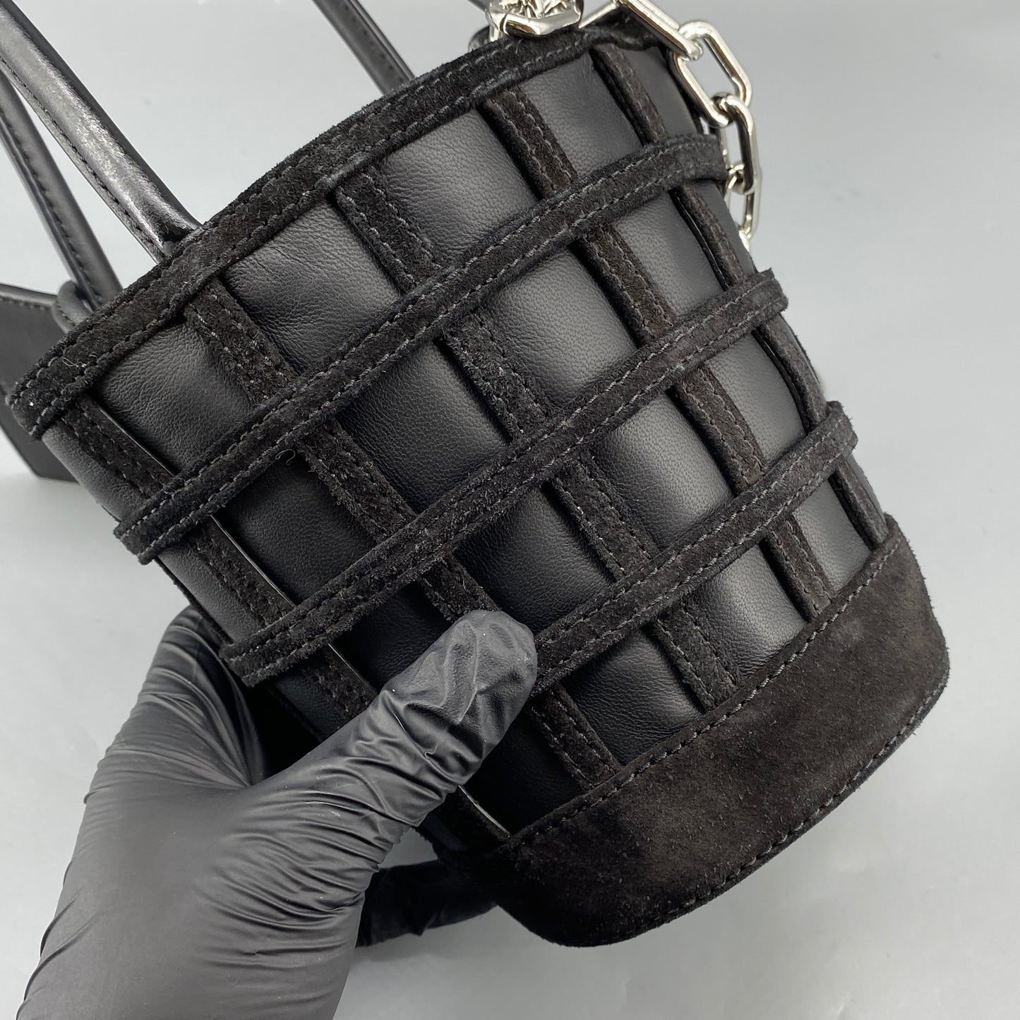 Alexander Wang Black Grid Mini Bucket Bag