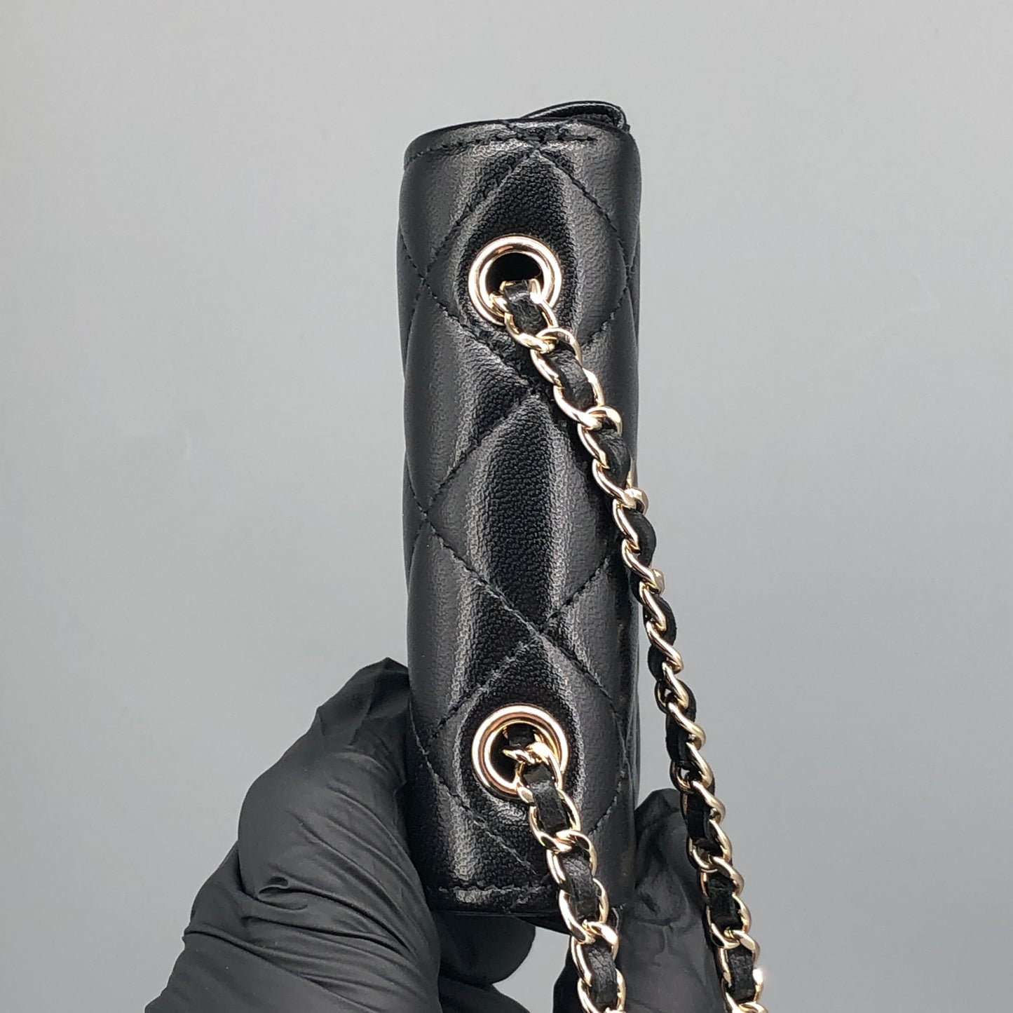 Chanel Bow Classic Quilted Belt Bag Black Lambskin Leather