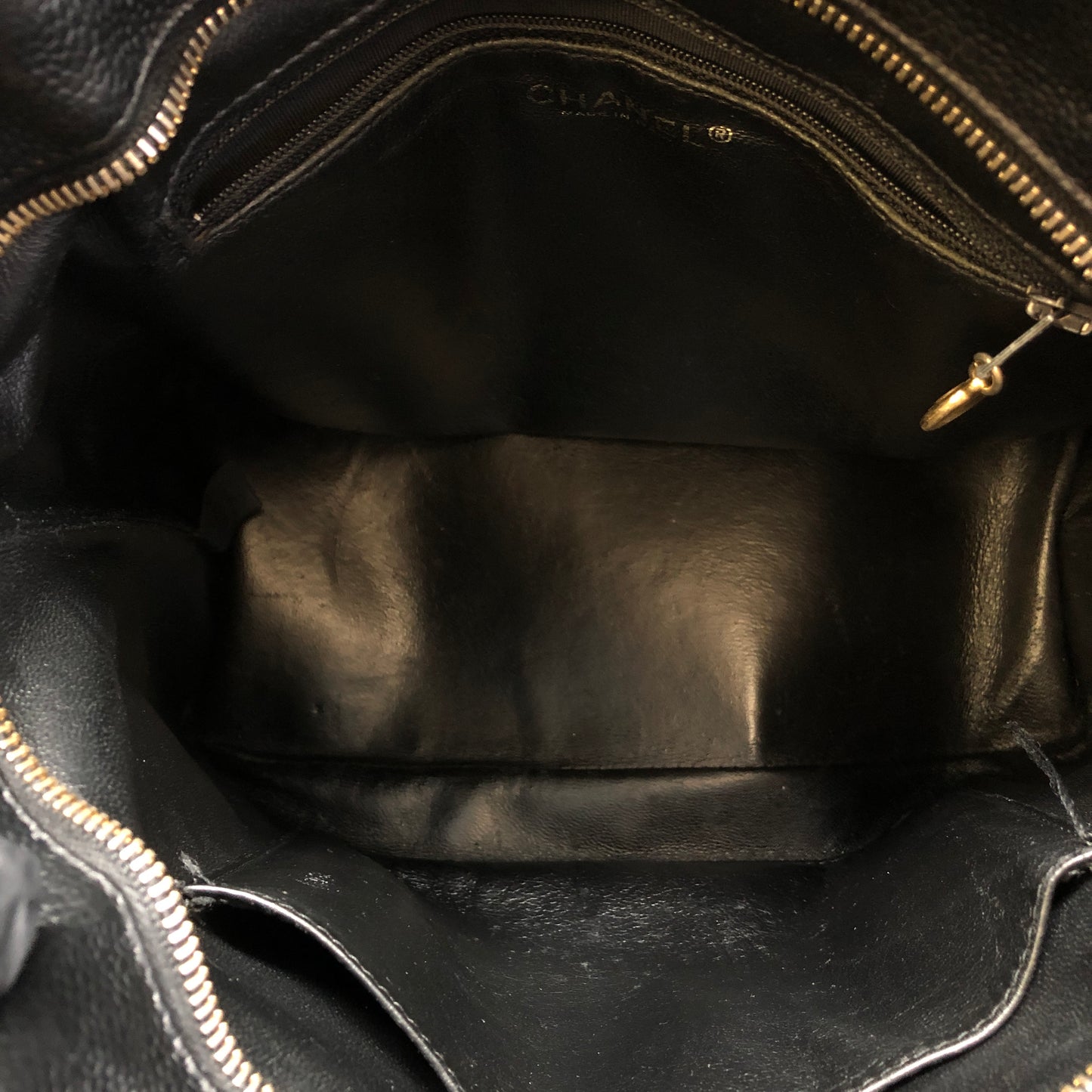 Chanel Quilted Caviar Leather CC Tote Bag Black
