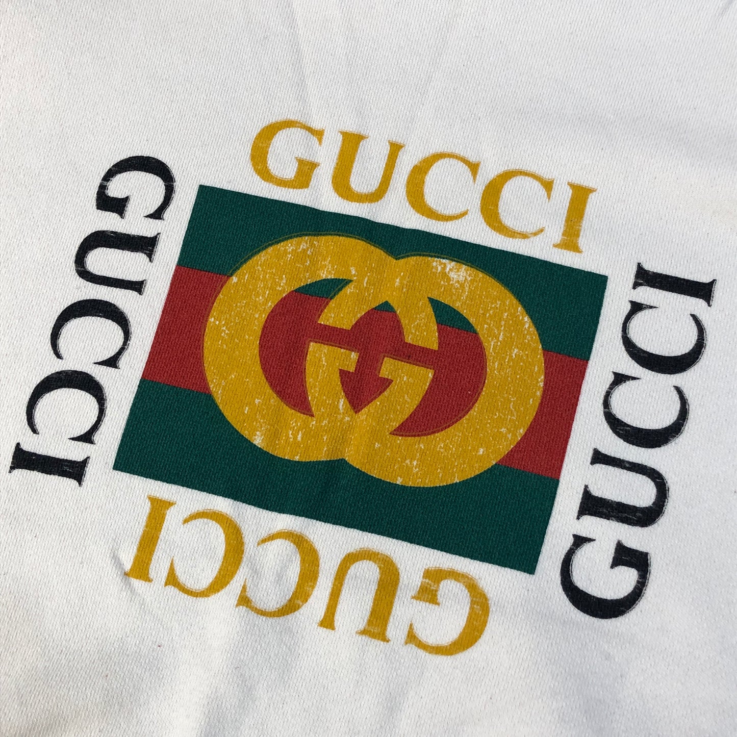 Gucci Off-White Graphic Print Crew Neck Sweatshirt Size L