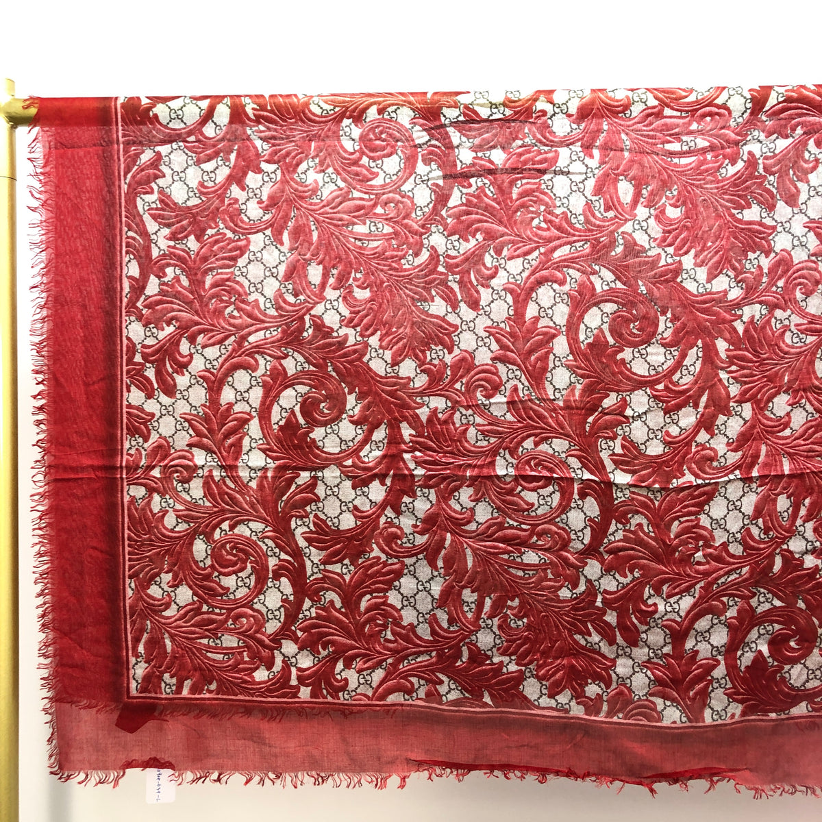 Gucci Red & Tan Floral Print Large Shawl Scarf 140*140cm
