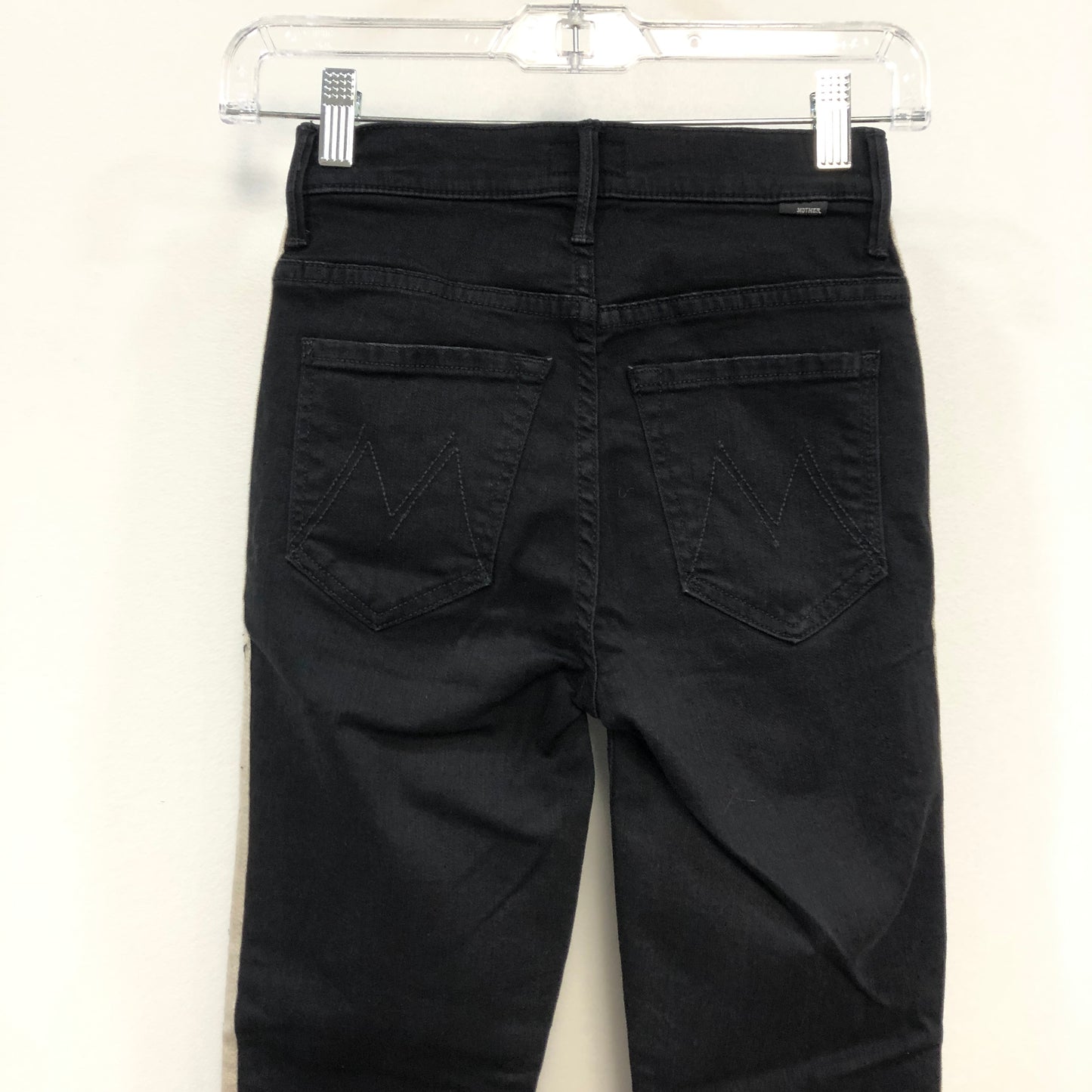 Mother Black/Cream Side Stripe High-Rise Crop Jeans Size 23W