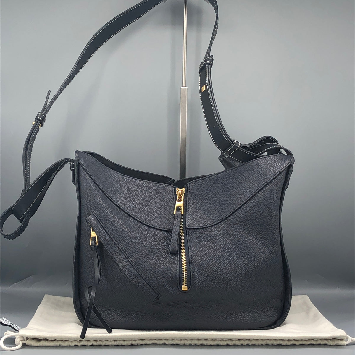 Loewe  Dark Blue Hammock Grained Leather Shoulder Bag