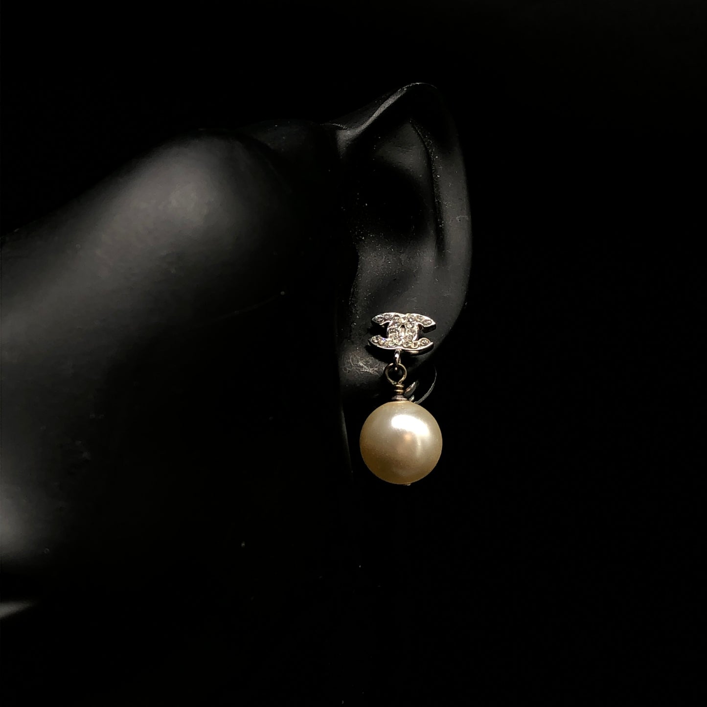 Chanel Pearl & Crystal CC Drop Earrings