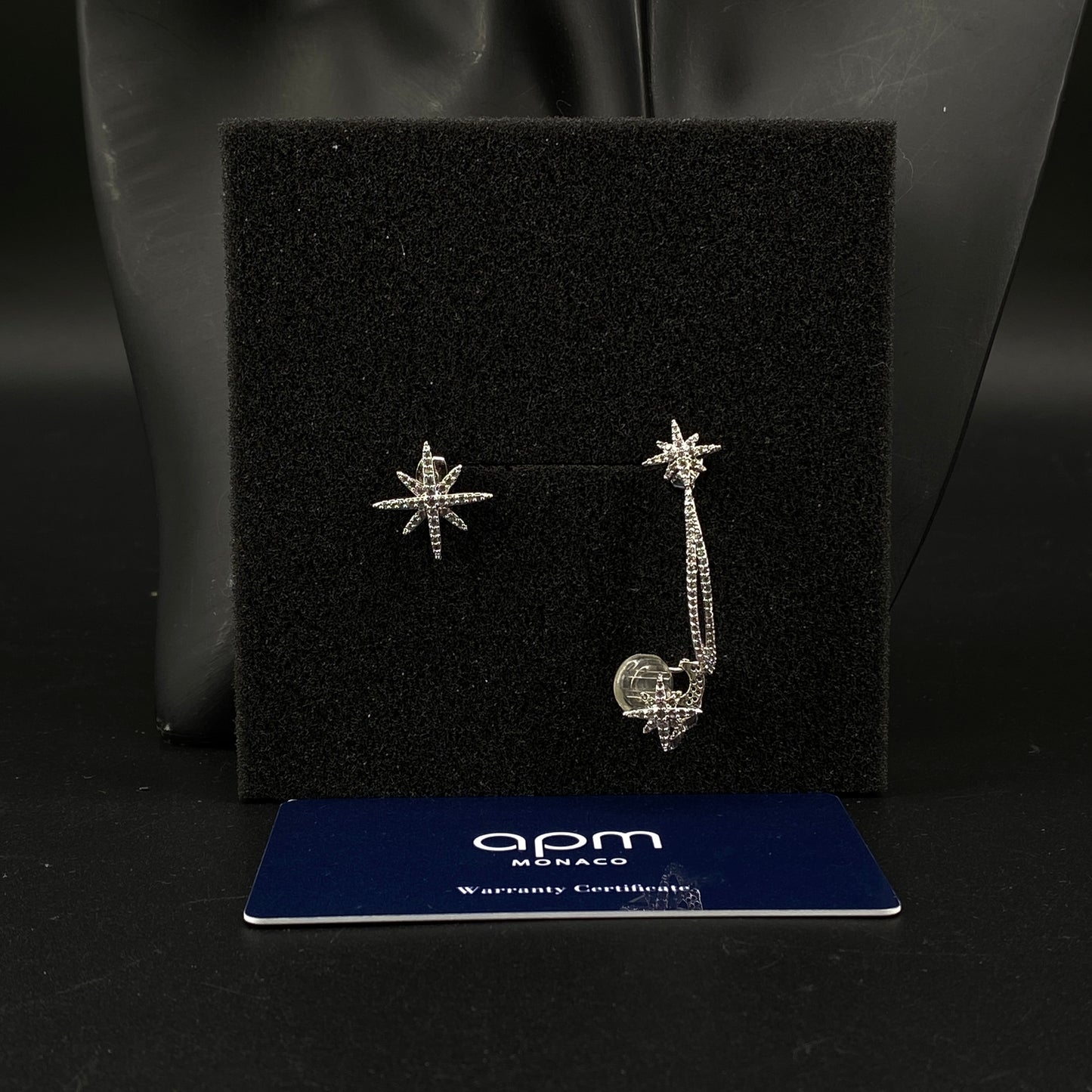 APM Silver-Tone Crystal Asymmetrical Meteor Star Stud Earring & Ear Cuff