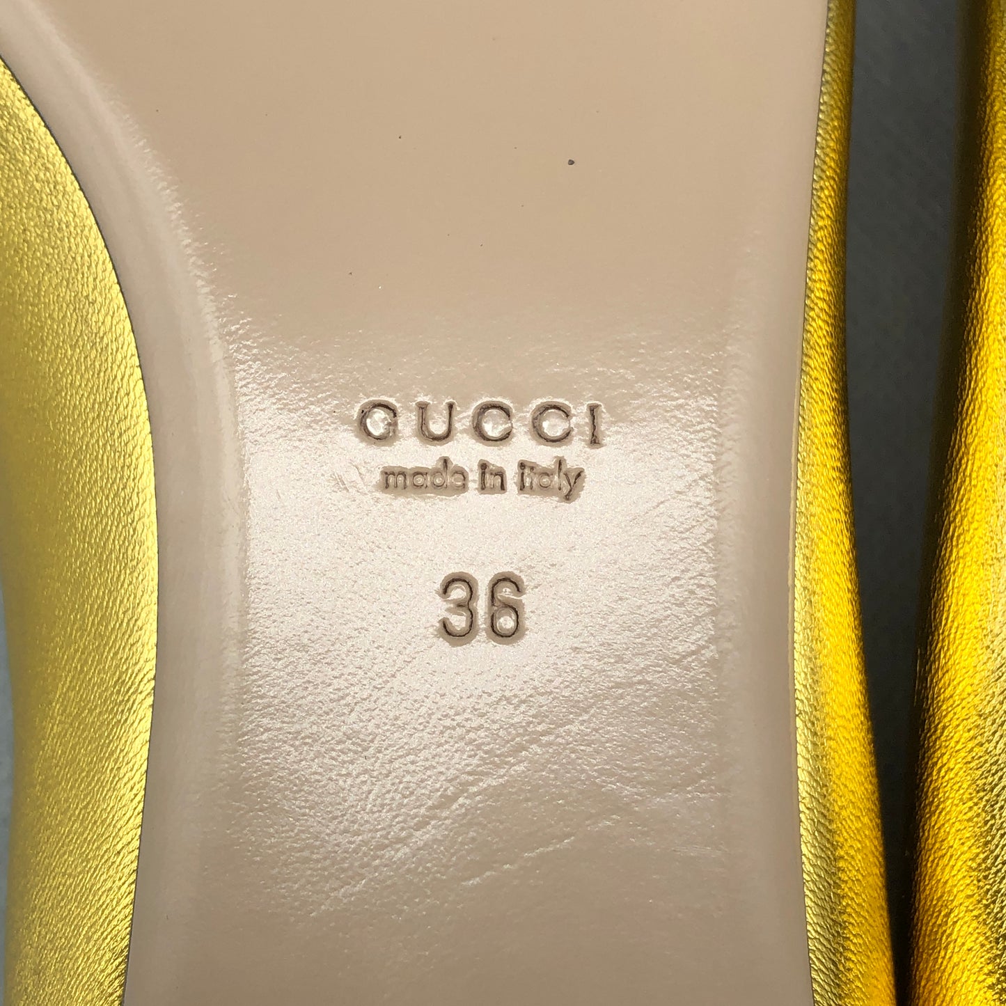 Gucci Women Ballet Flats Shoes Gold Web Bow Size 36