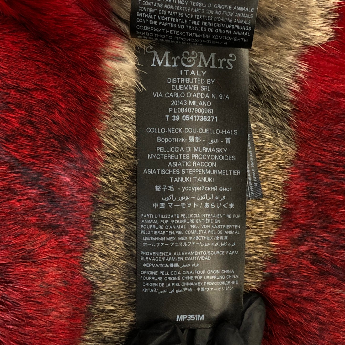Mr & Mrs Black Fur Hood Short Parka Coat L