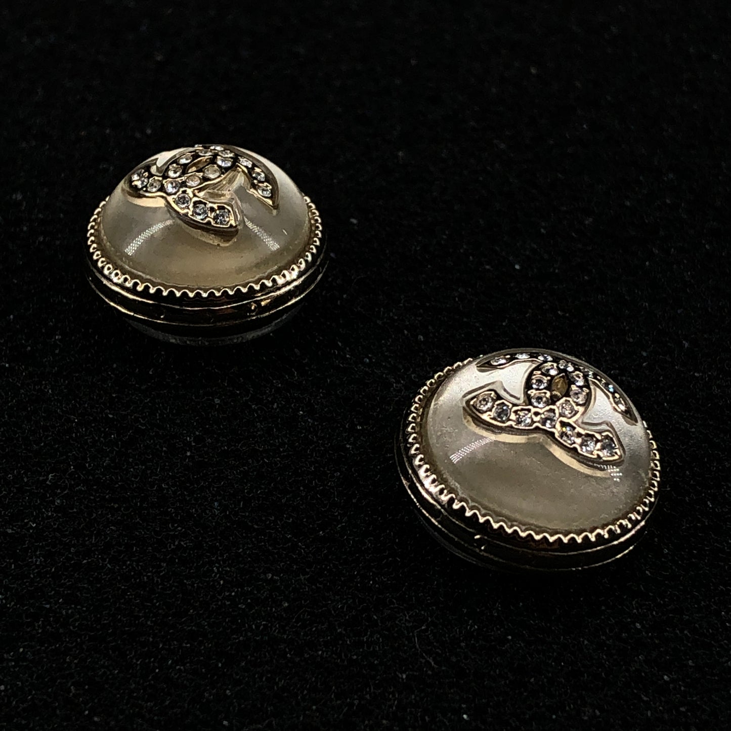 Chanel Round Double CC Stud Earrings Gold Tone 2022