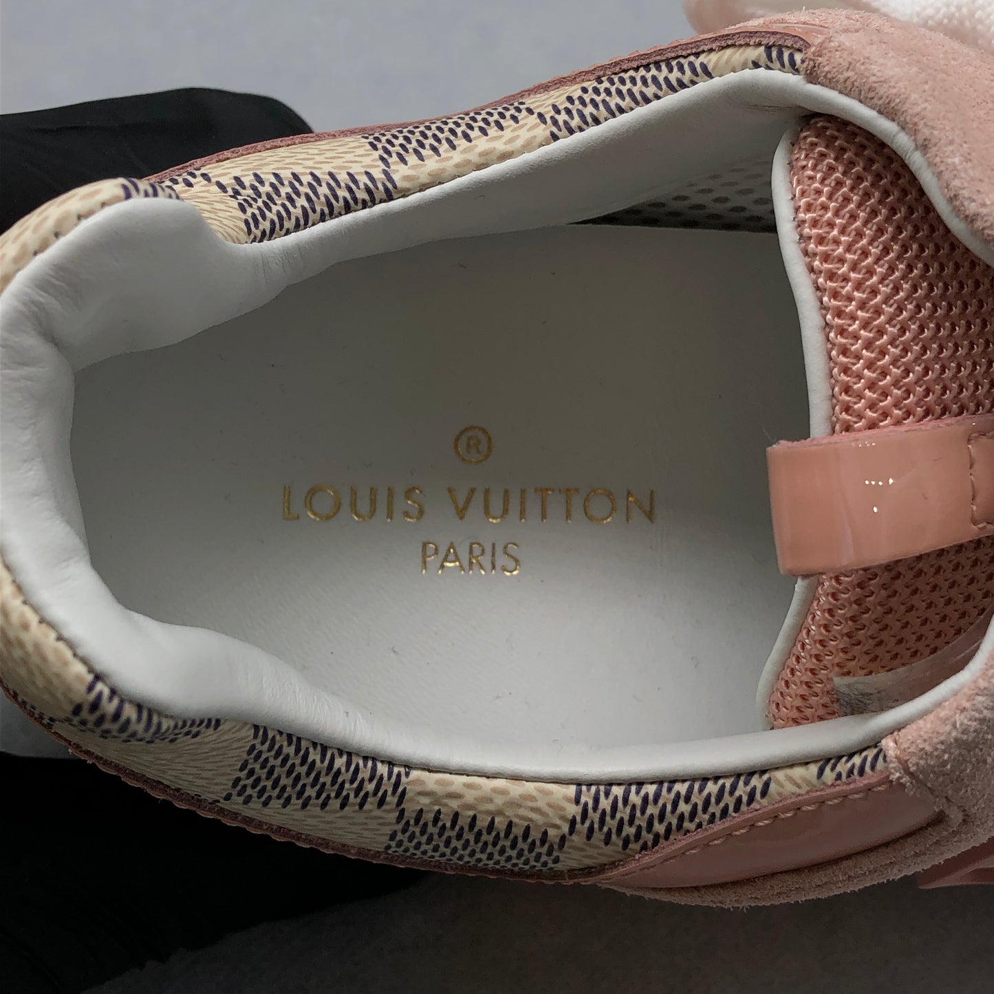 Louis Vuitton Women's Pink & Cream Damier Azur Sneakers shoes 37