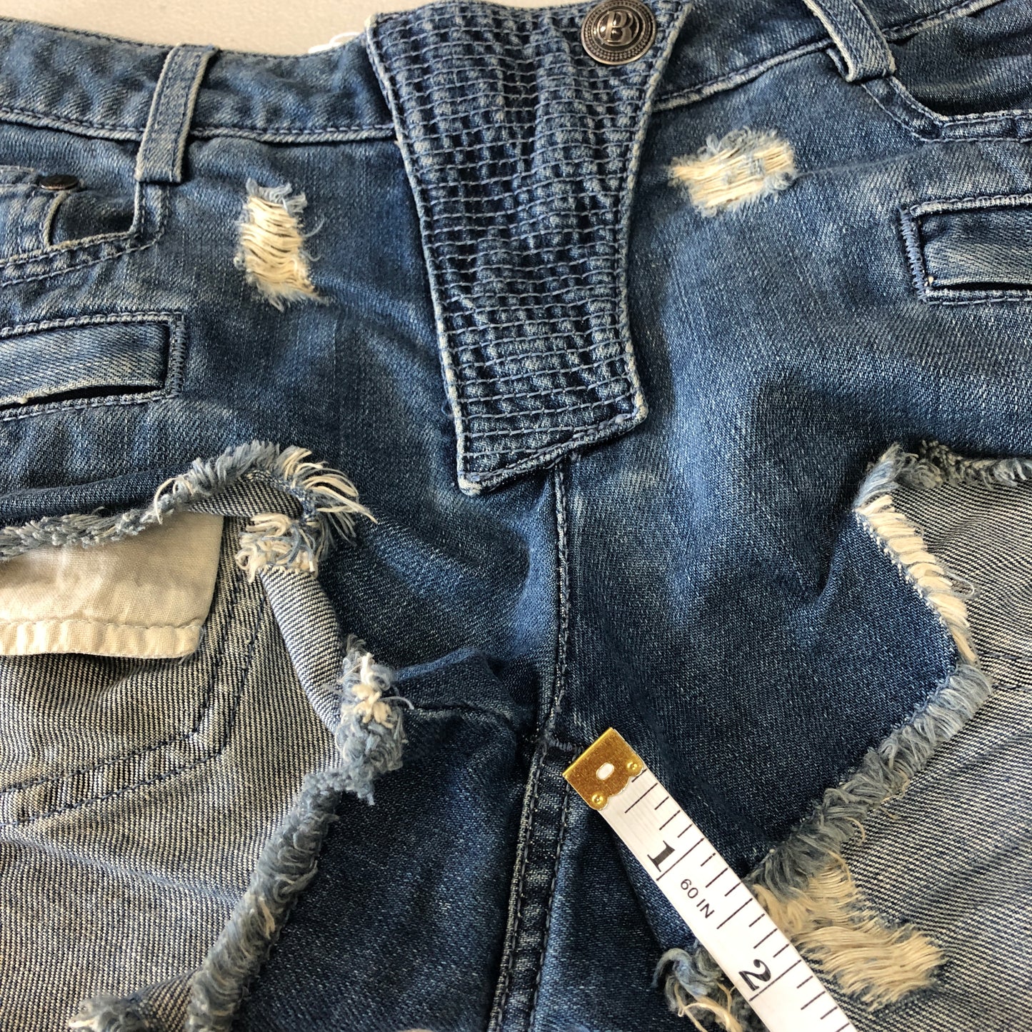 Balmain Distressed Denim Cut-Off Shorts Size 26