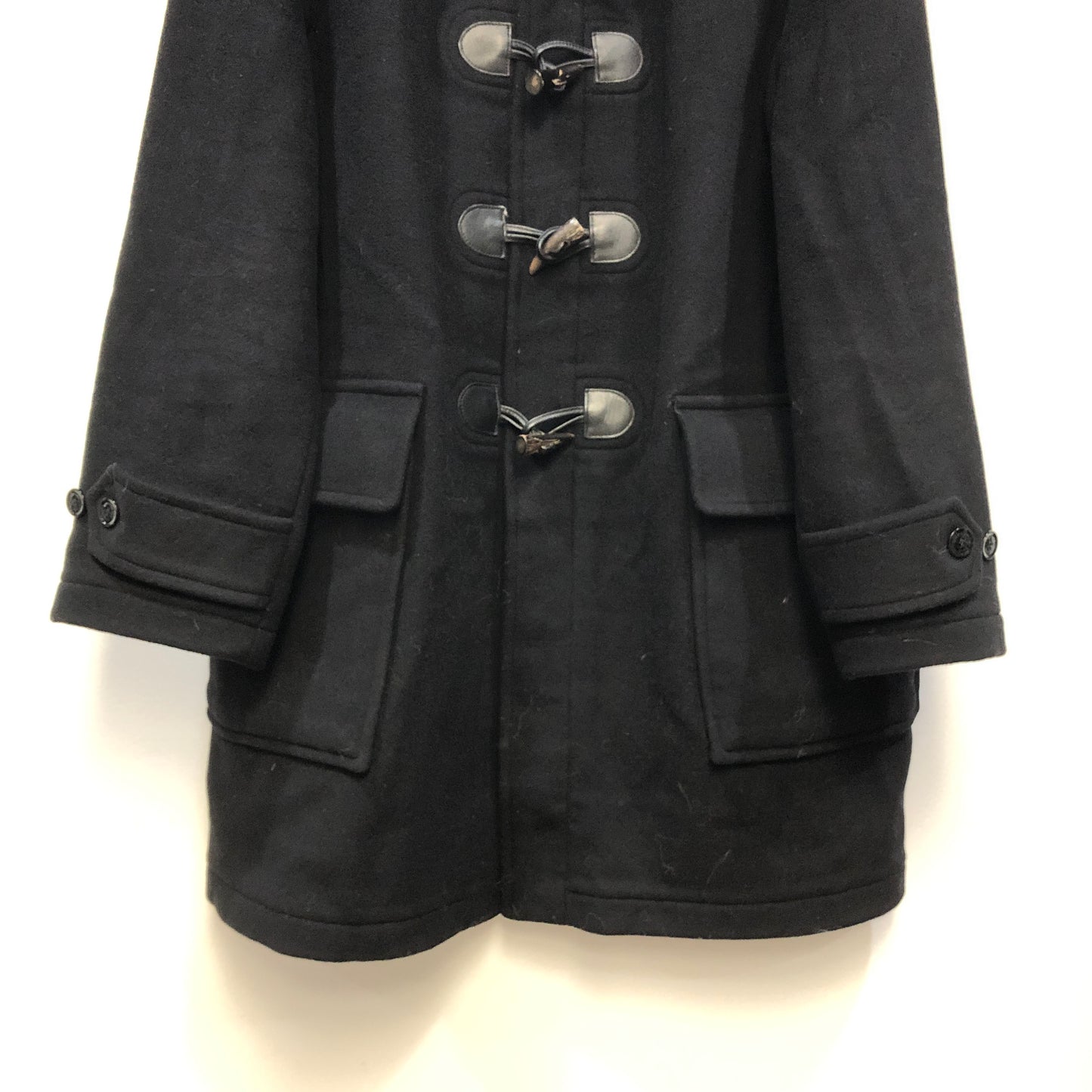 Burberry Black Wool Duffle Coat Size XL