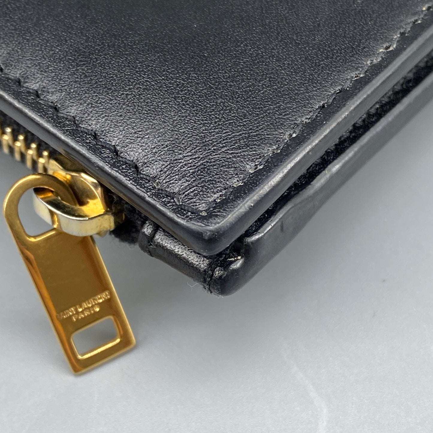Saint Laurent Smooth Black Calfskin Bifold Wallet With Side Zipper
