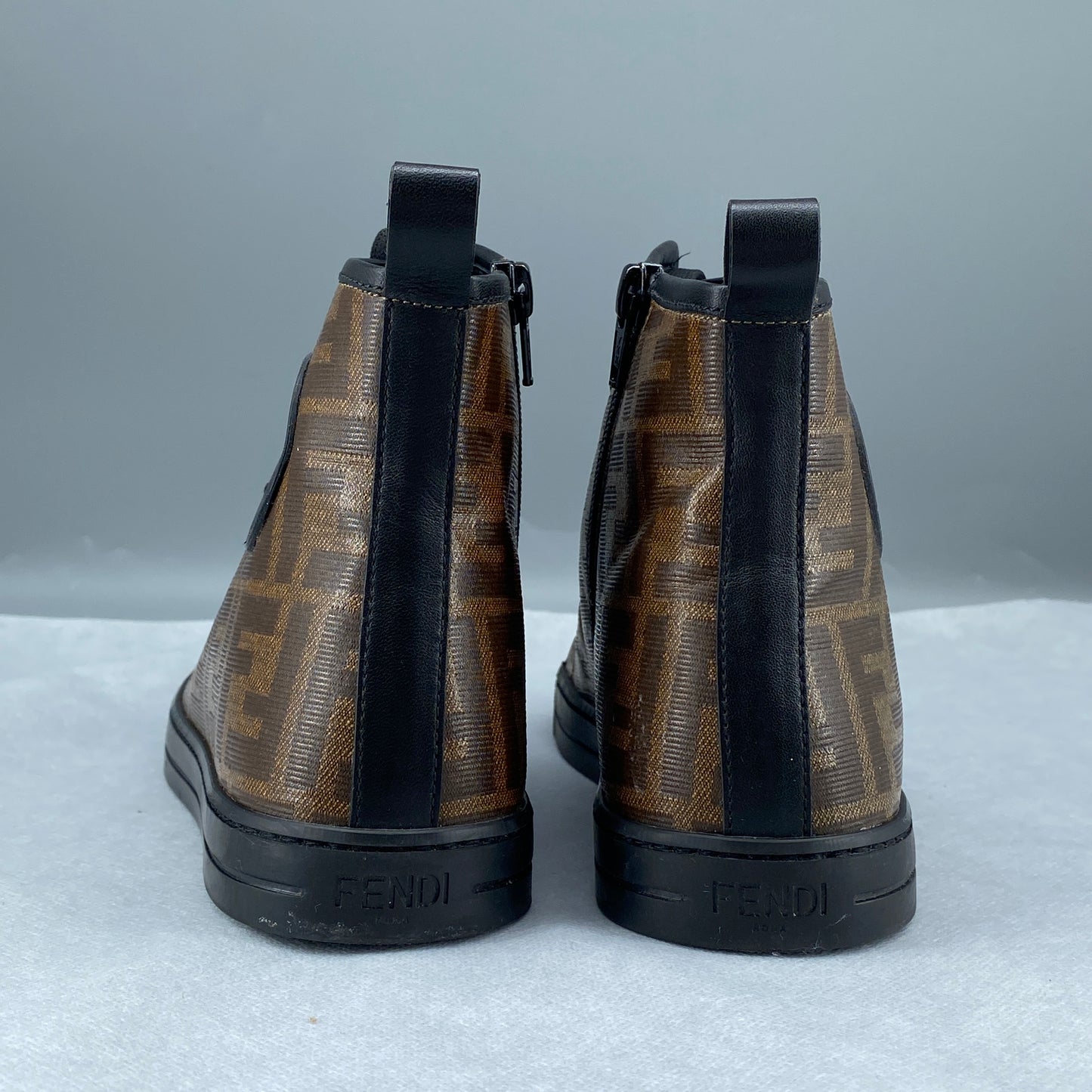 Fendi FF Motif Women High‑Top Sneakers Size 37 brown