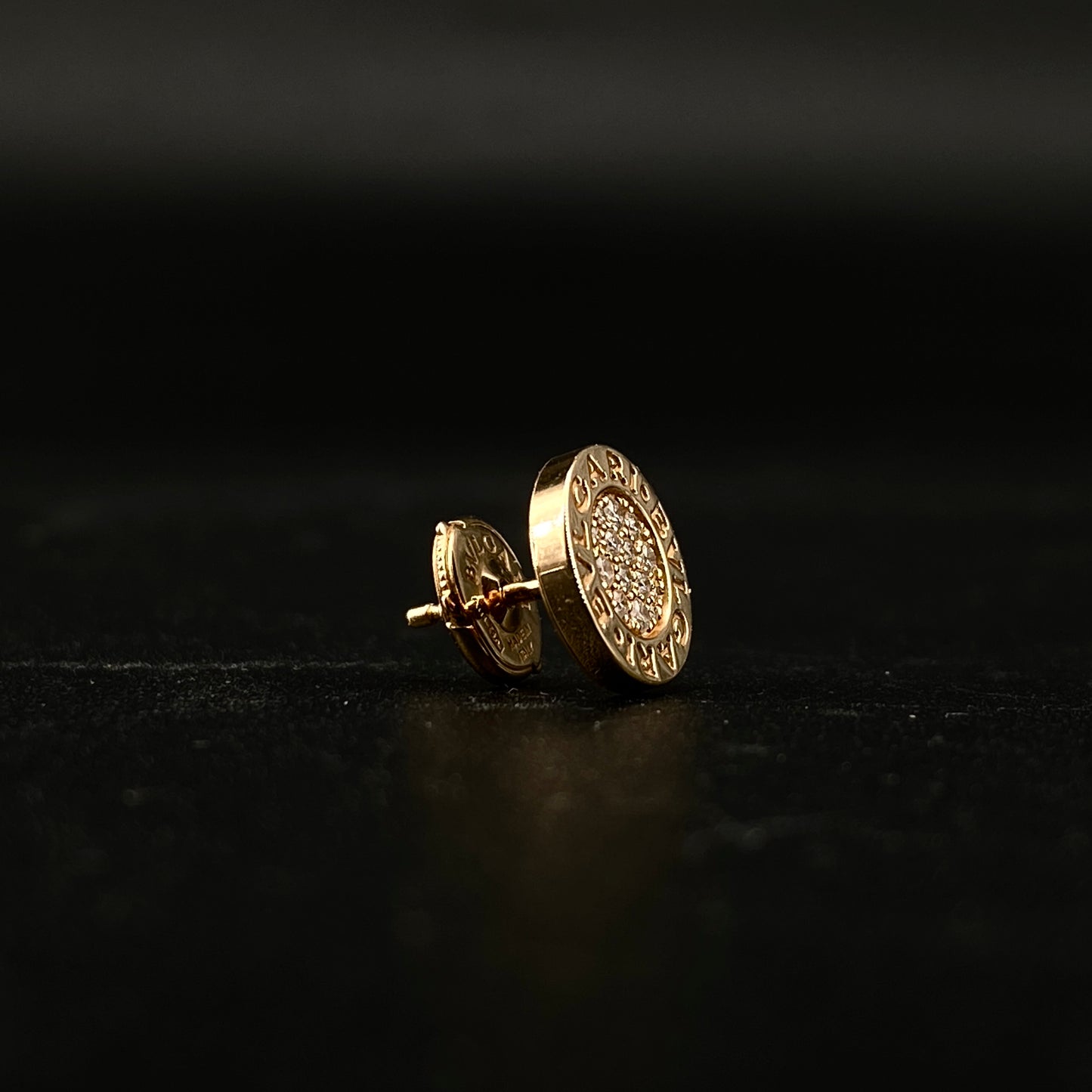 Bvlgari AU750 Yellow Gold Crystal Stud Single Earring