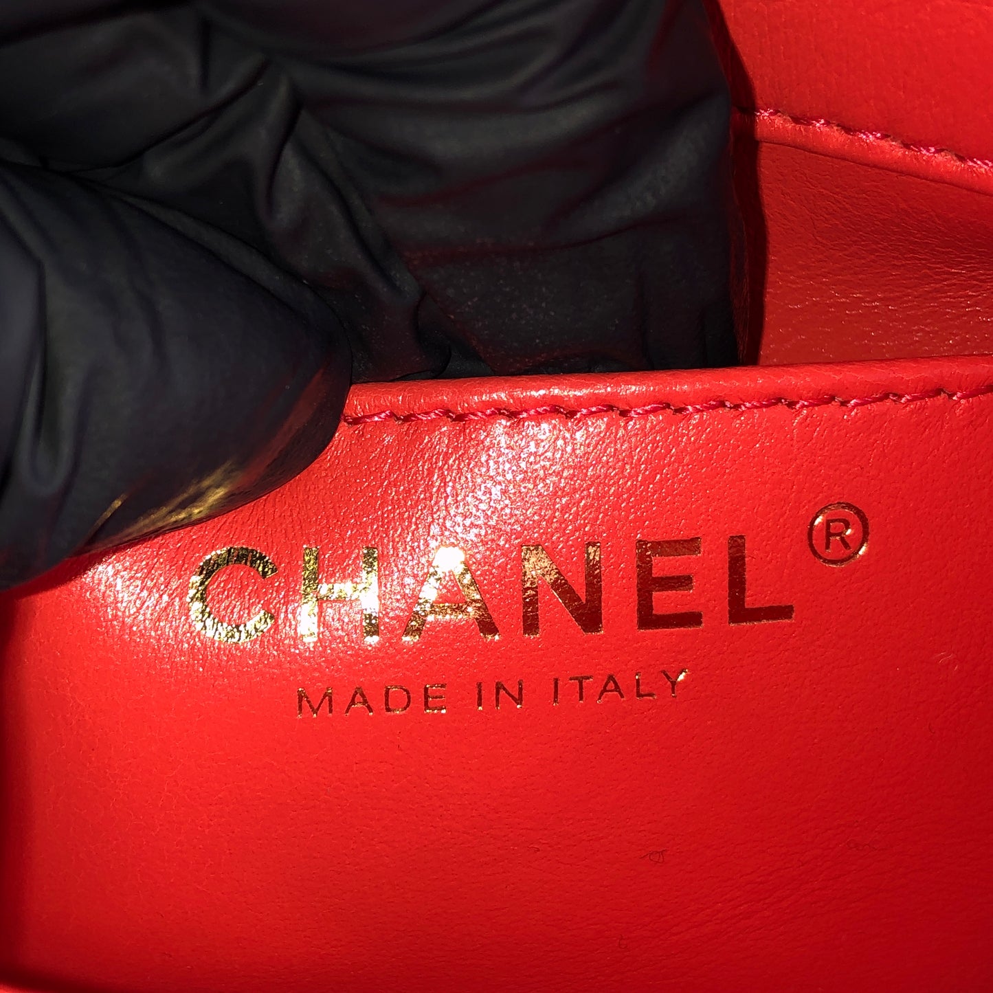 Chanel Mini Quilted Lambskin Flap Bag with Pearl Chain Red