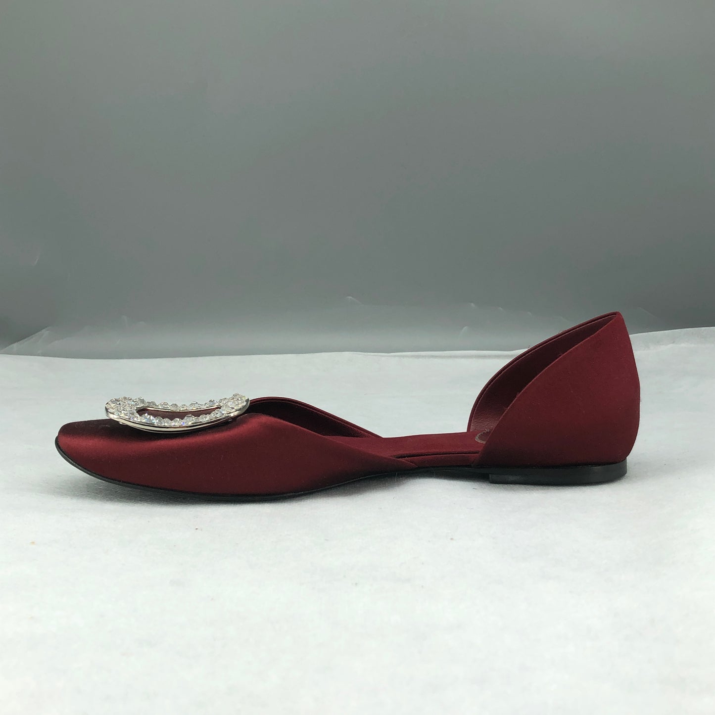 Roger Vivier Women's Crystal Buckle D'Orsay Flats 36 Wine Red