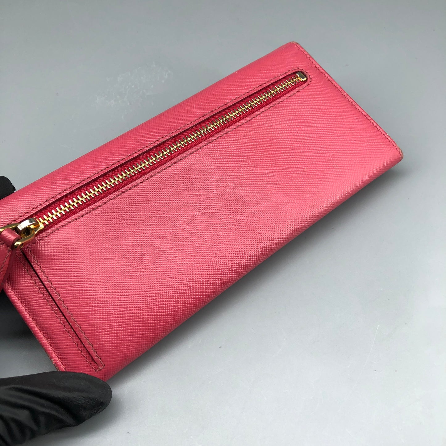 Prada Pink Saffiano Leather Flap Long Wallet