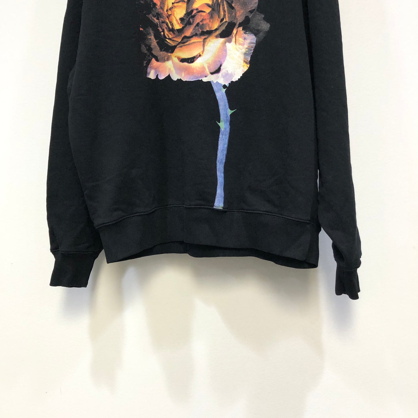 Acne Studios Black Floral Print Crew Neck Sweatshirt XS