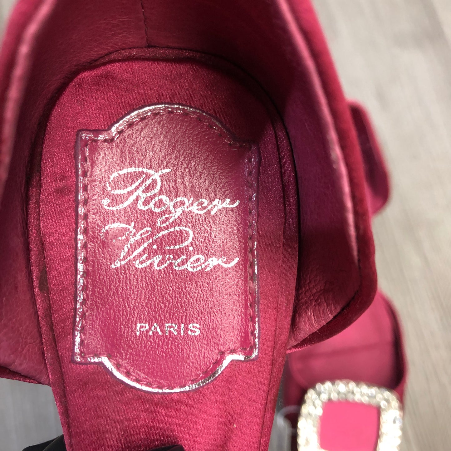 Roger Vivier Crystal Buckle D'Orsay Satin Flats 39 hot pink