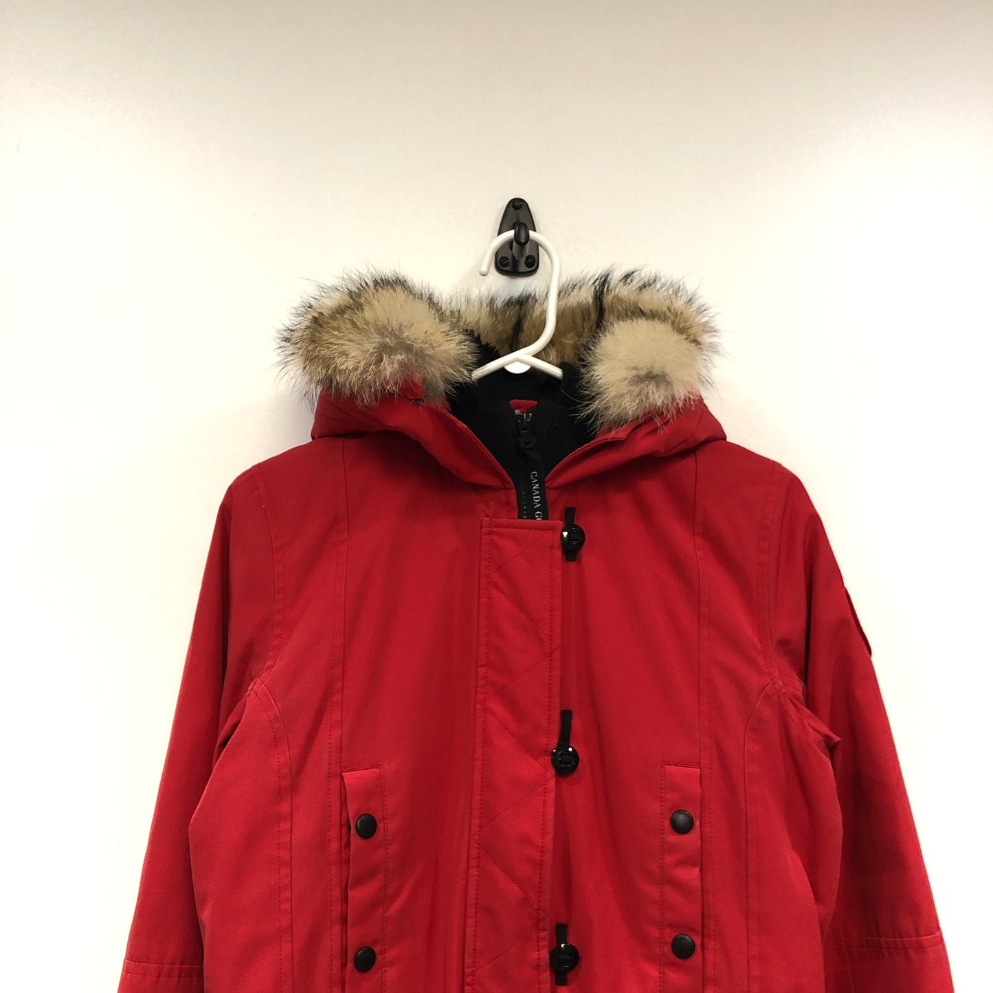 Canada Goose Red Fur Trim Hooded Parka Size XS