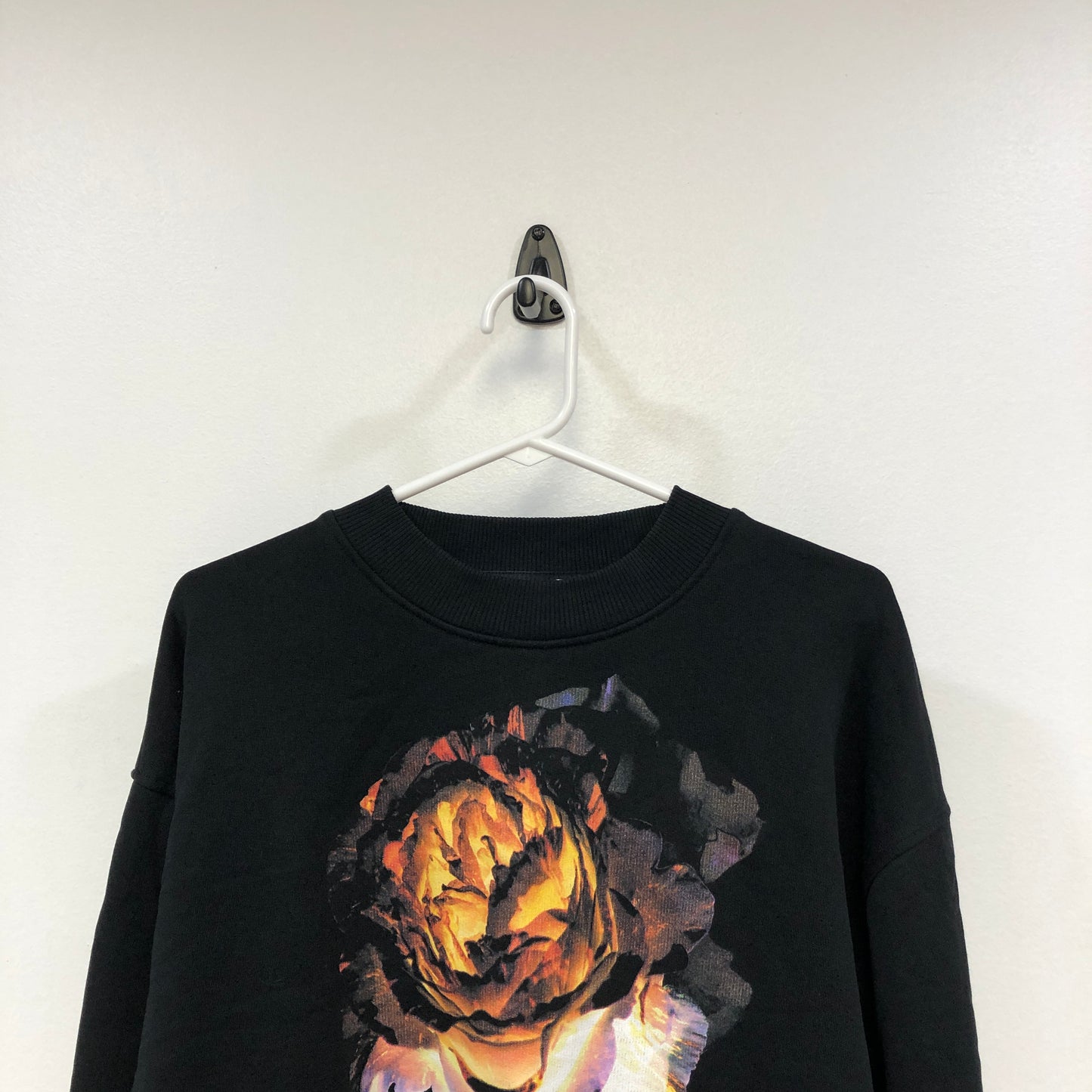Acne Studios Black Floral Print Crew Neck Sweatshirt XS