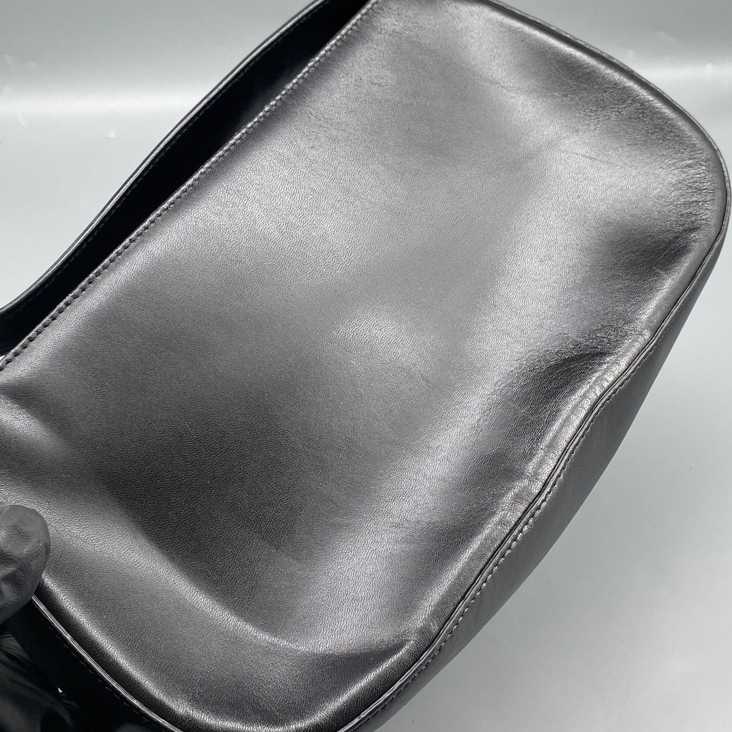 Giovanni Valentino Black Smooth Leather Logo Shoulder Bag