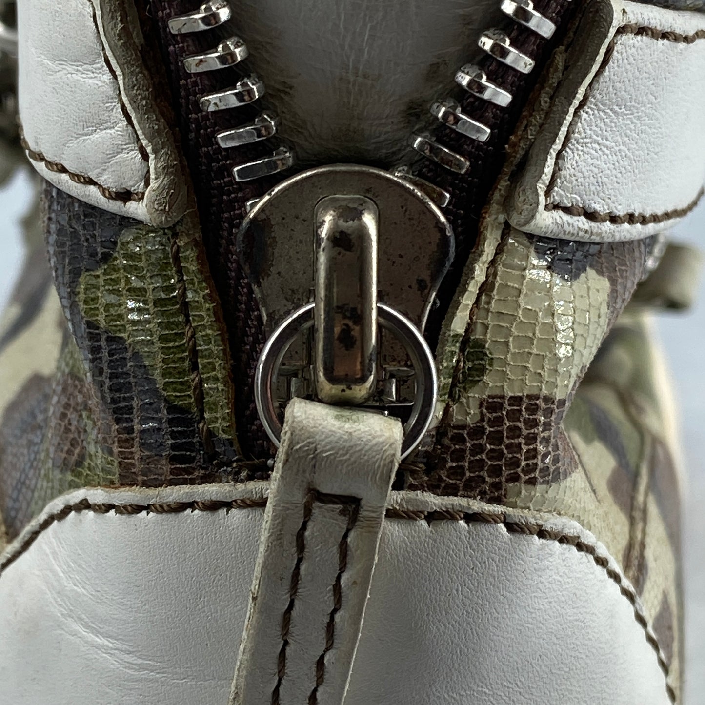 Giuseppe Zanotti Camo Canvas White Suede High Top Sneakers Size 37