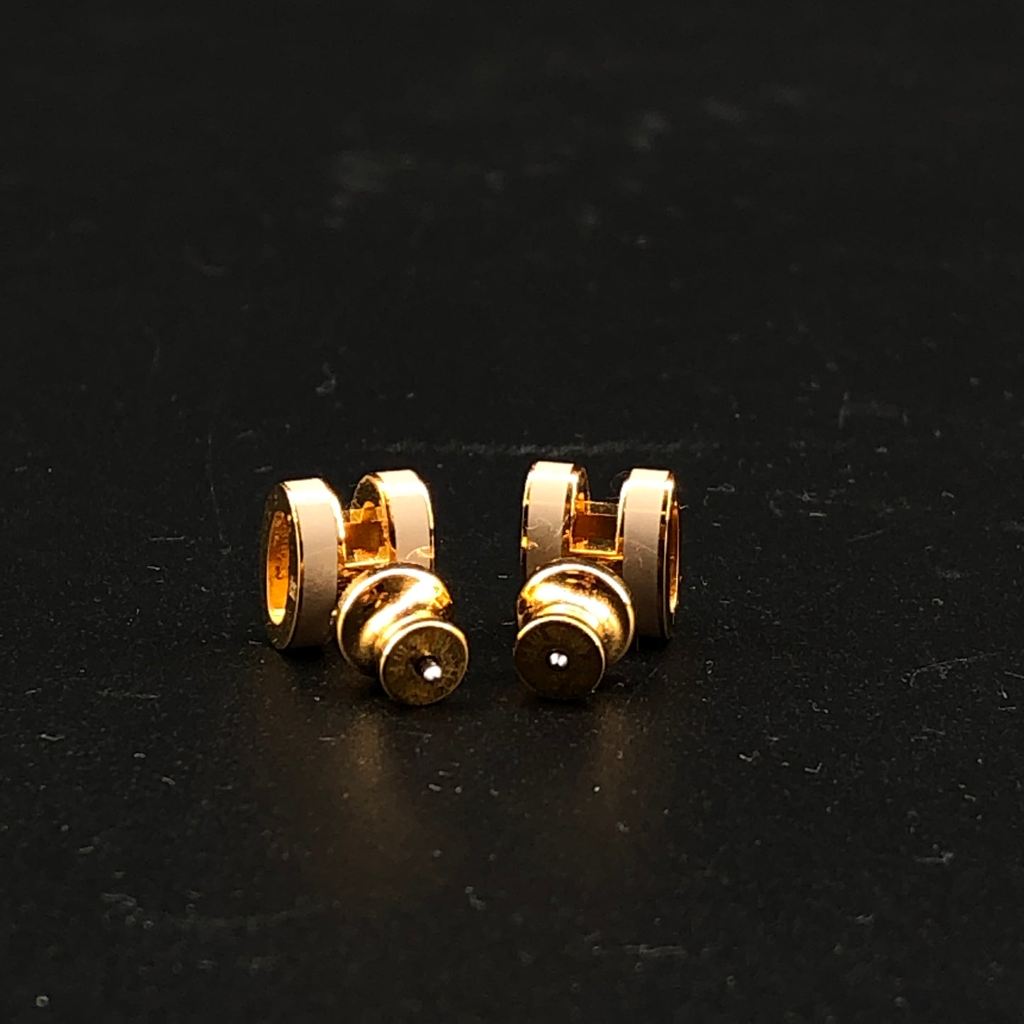 Hermes Etoupe H Enamel Stud Earrings