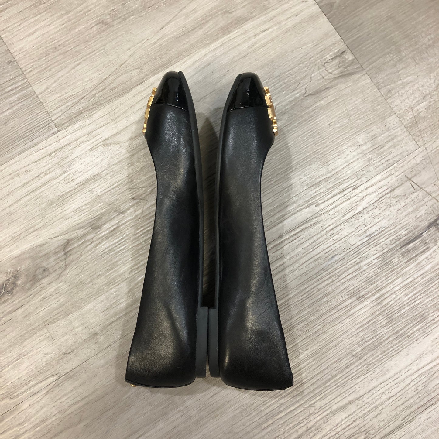 Tory Burch Leather Round Toe Ballet Flats Size 5.5 Black