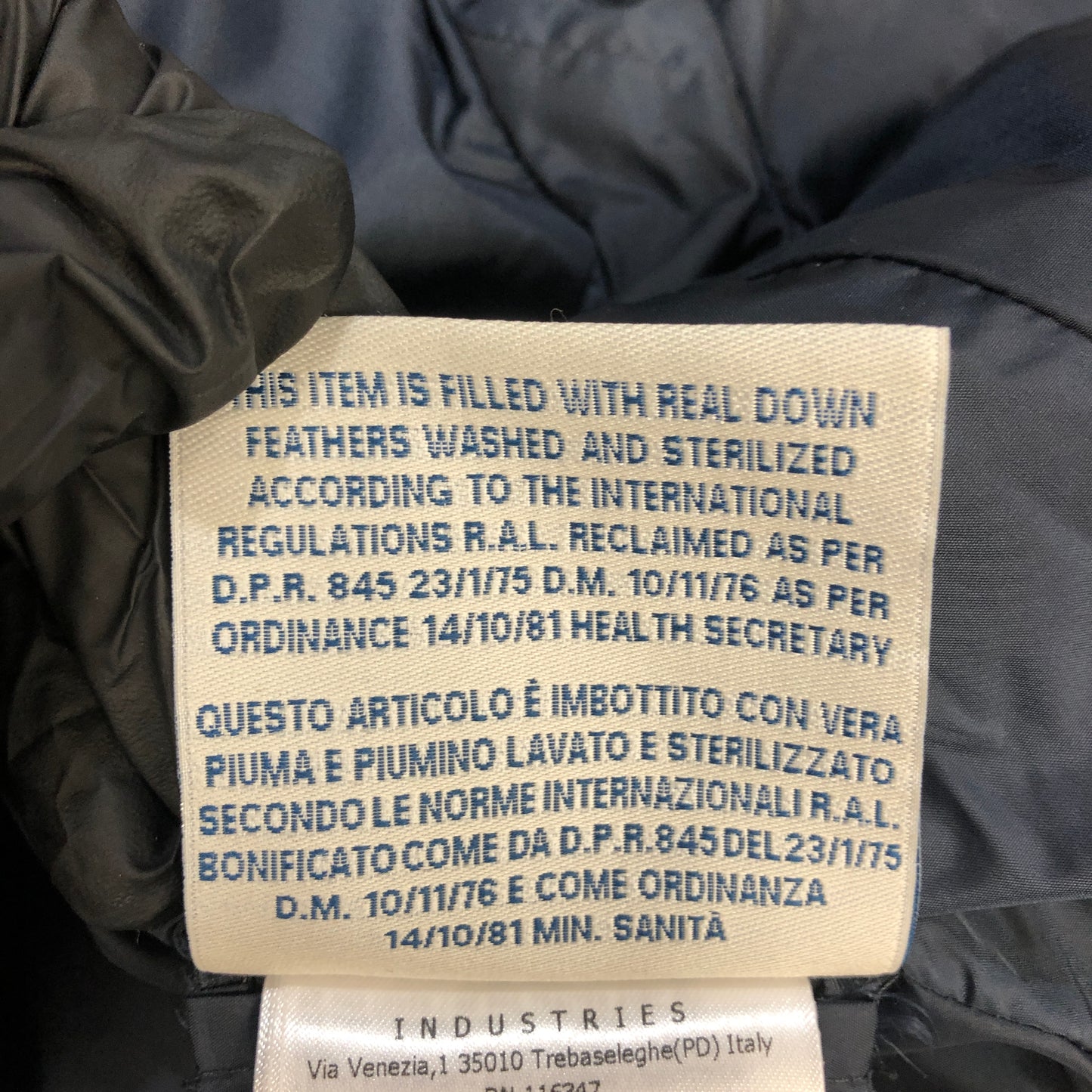 Moncler Dark Blue Quilted Down Jacket Size 00