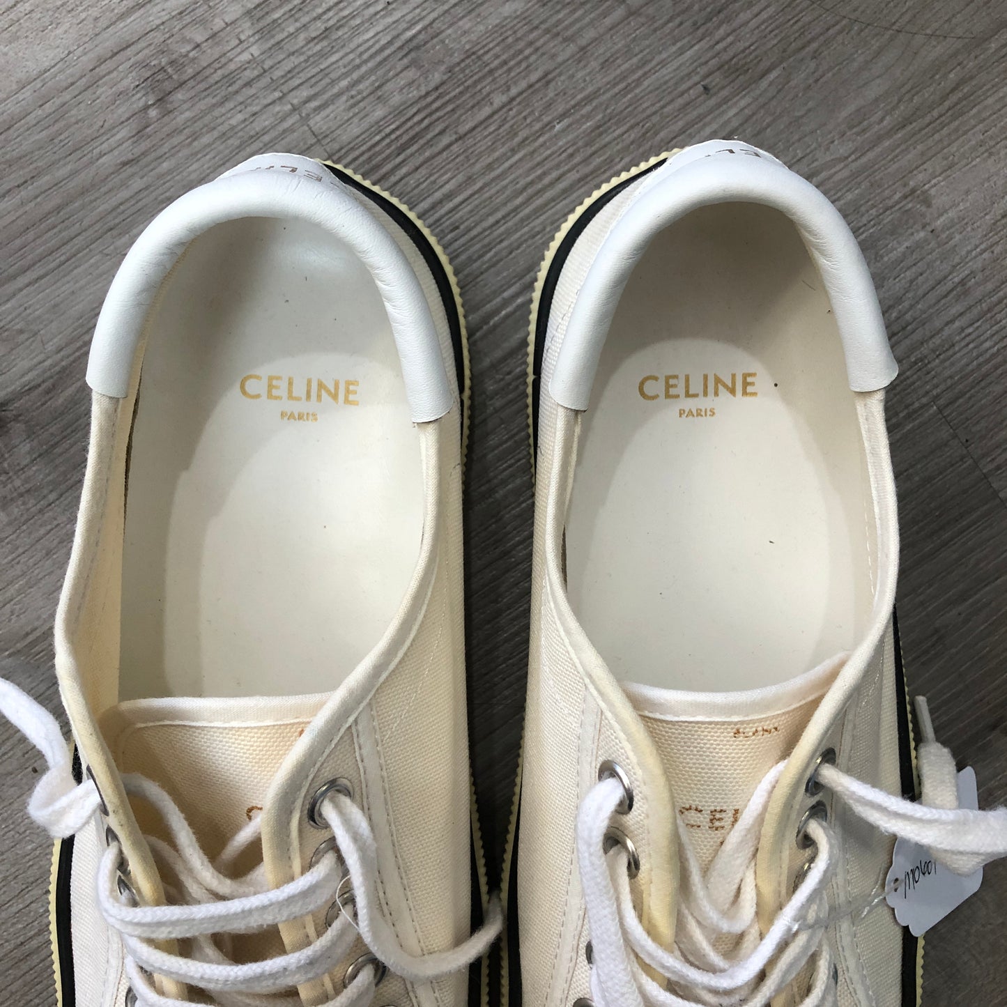 Celine Women's White Canvas Lace-Up Sneakers shoes 36