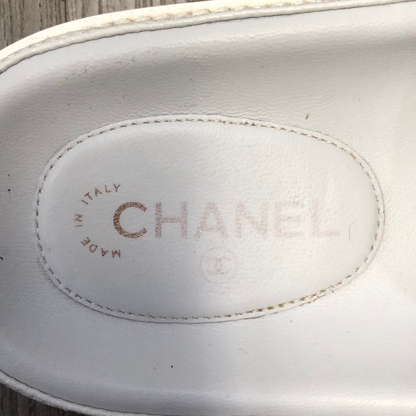 Chanel Women's Caviar Leather Interlocking CC Double Strap Slide Sandal Shoes 38 White