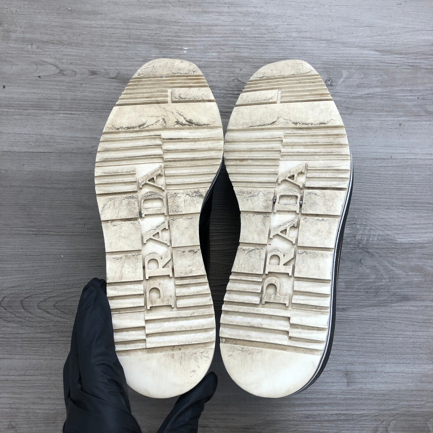 Prada Brogue Leather Platform Low Top Sneaker Shoes 37.5 Black White