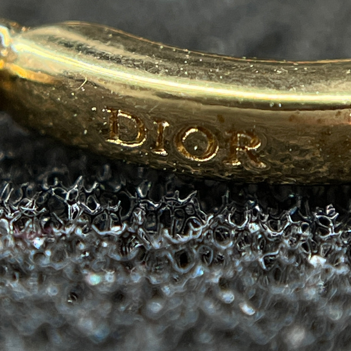Christian Dior Gold Tone Crystal Letter Hoop Earrings