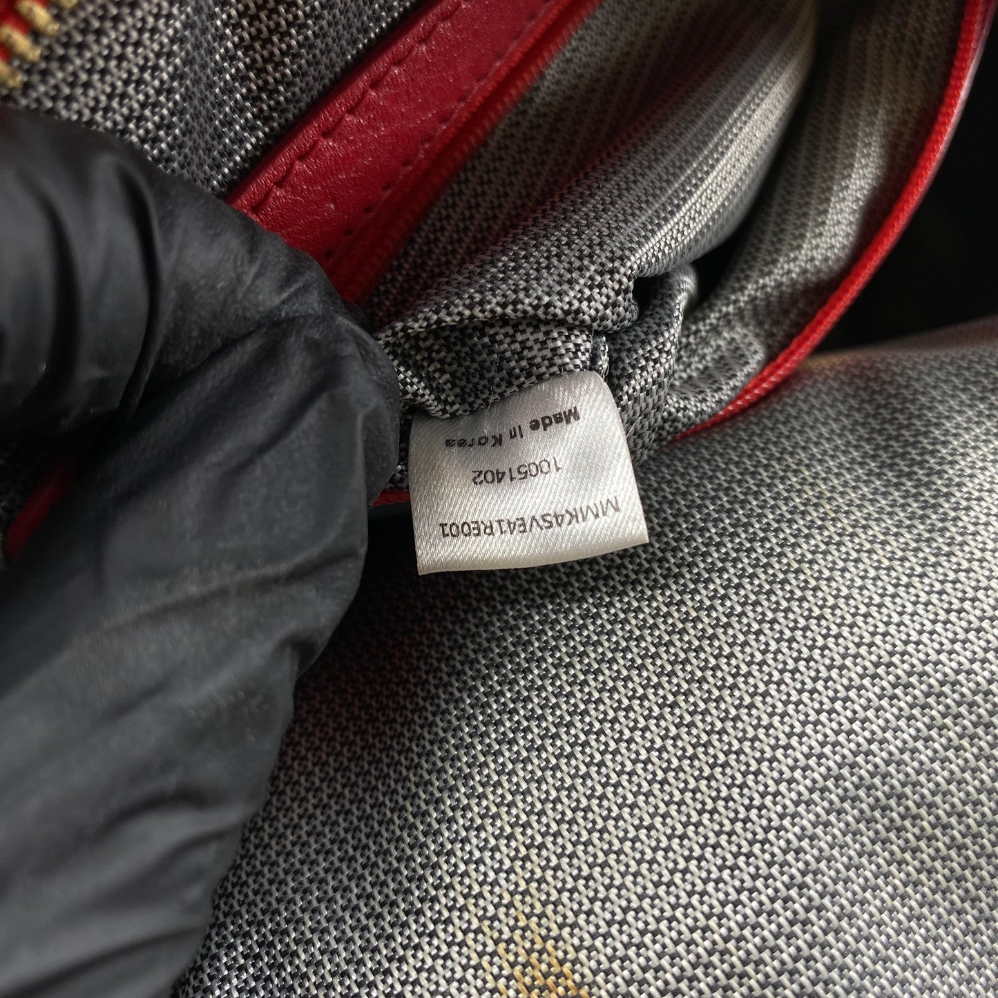 MCM Coral Red Visetos Mini Backpack
