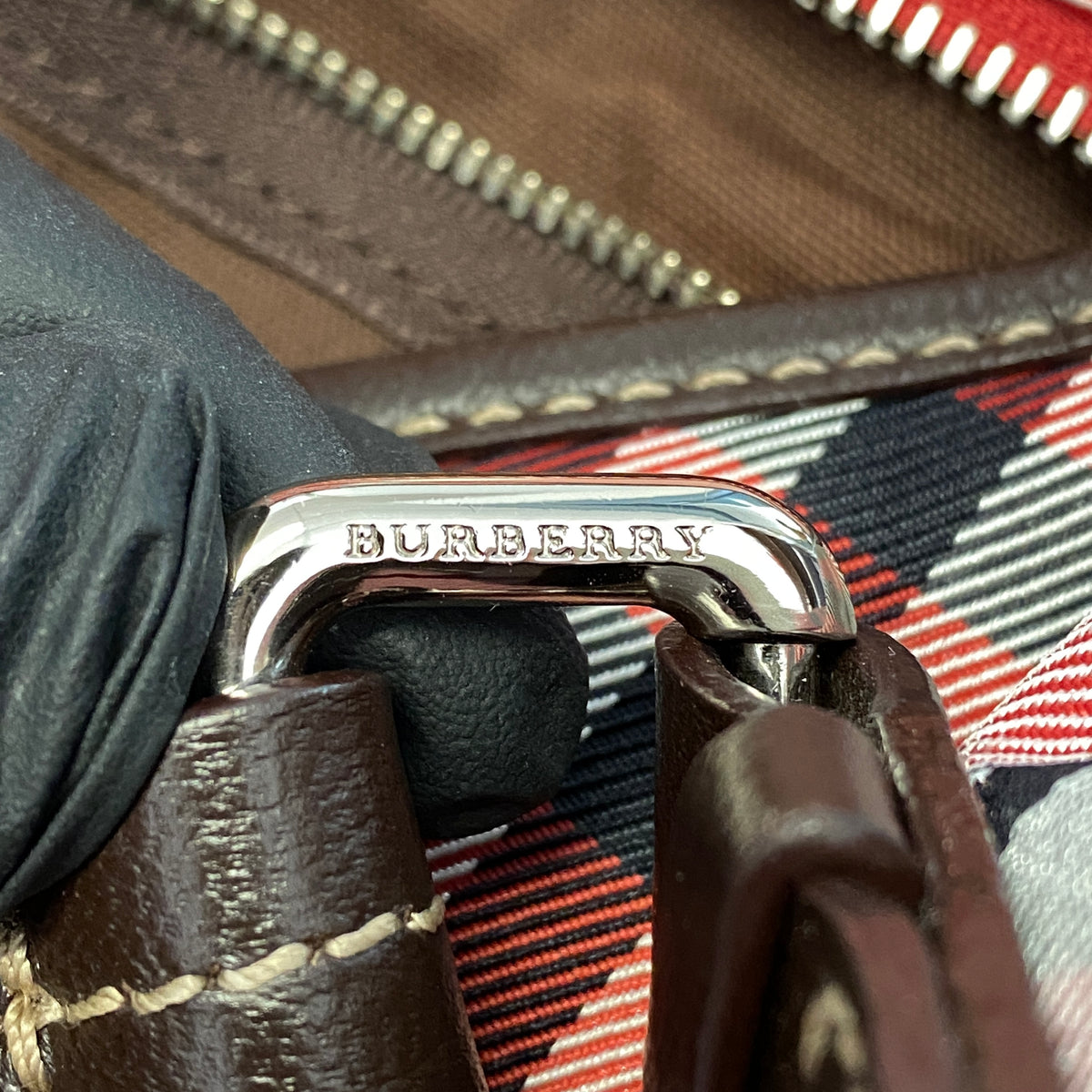 Burberry Pink Wine Check Tote Bag
